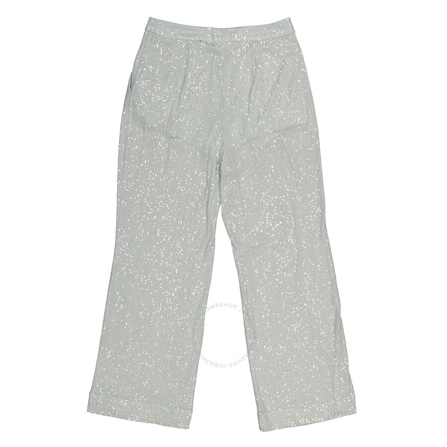 Rotate Ladies Wan Blue Transparent Sequins Trousers - 2