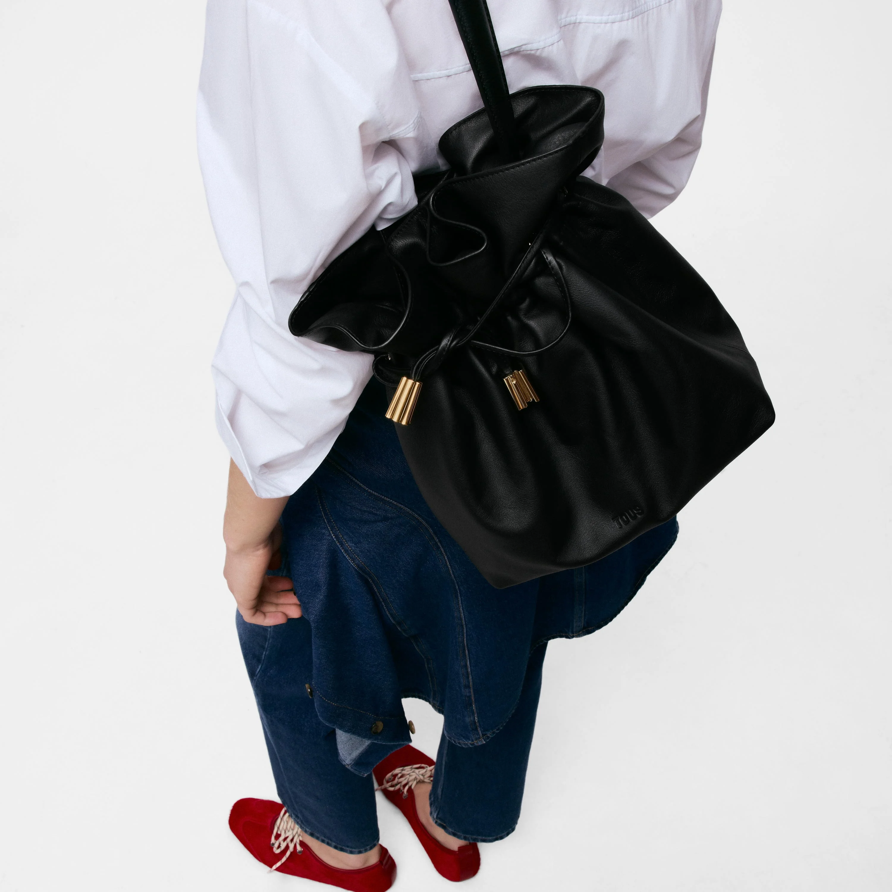 Medium black leather Bucket bag TOUS Heritage - 1