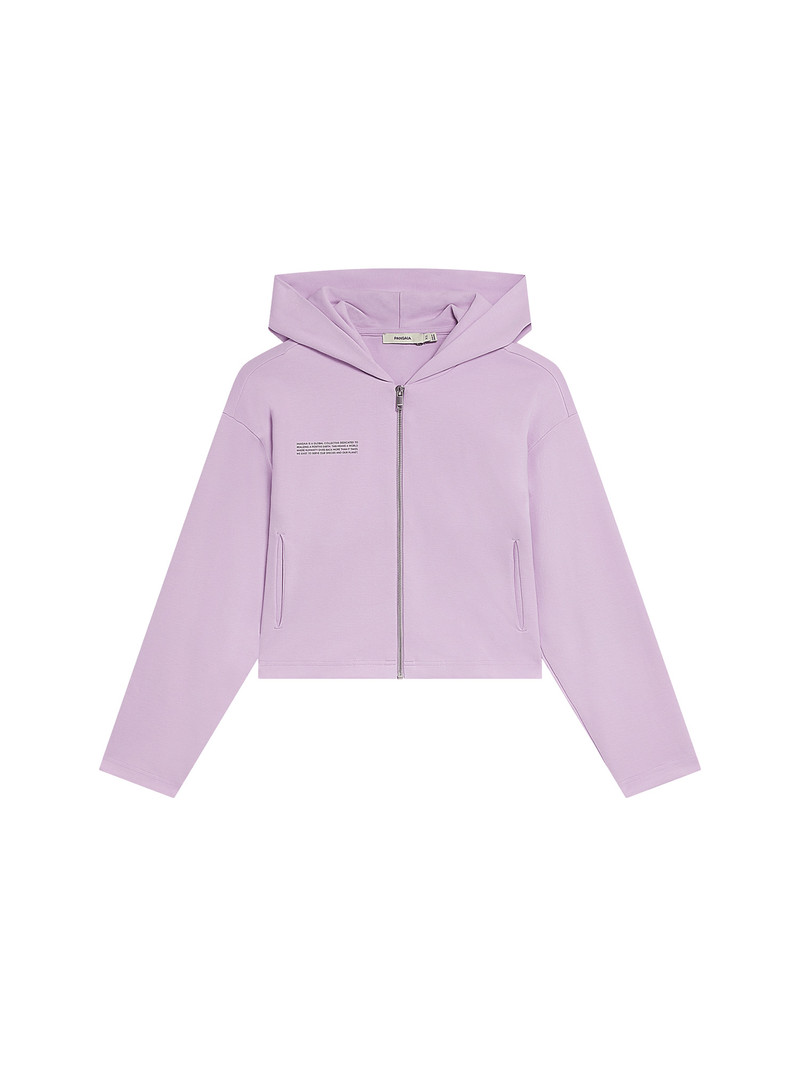 Womens Double Jersey Cropped Zip Up Hoodie - Crocus Purple 1