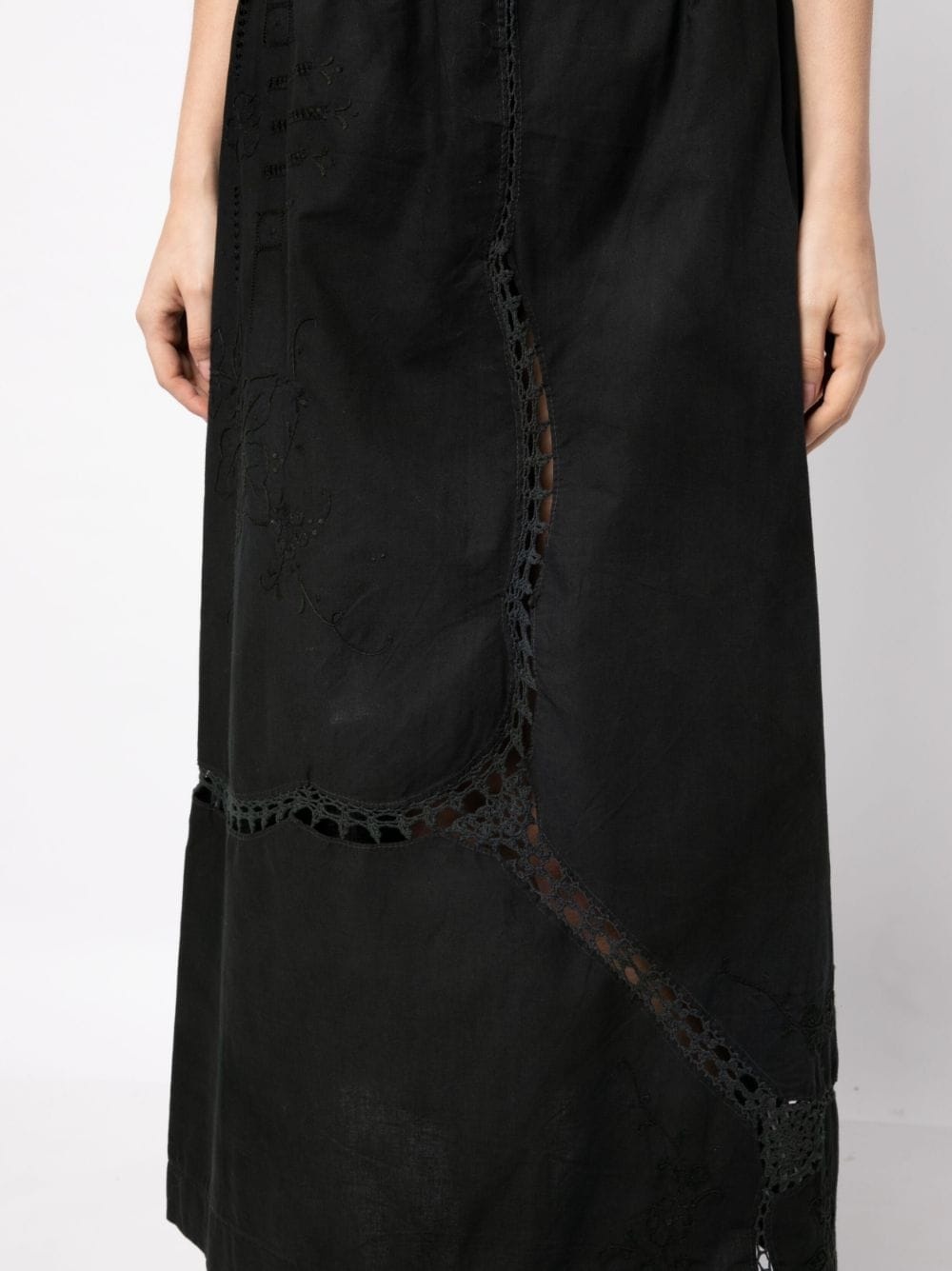 embroidered-detail cotton long skirt - 5