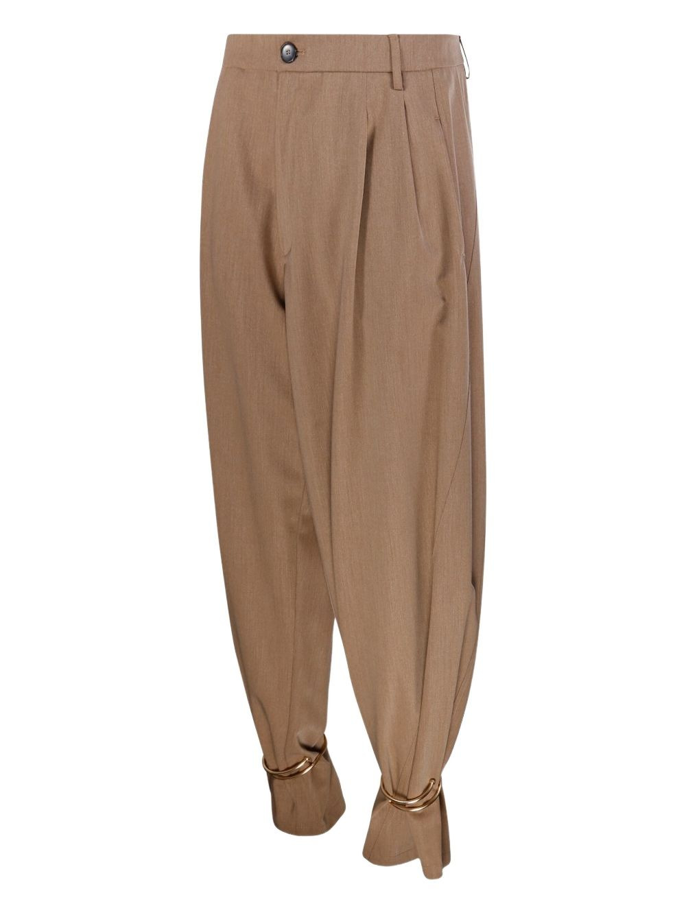 pleated cuffed tapered trousers - 4