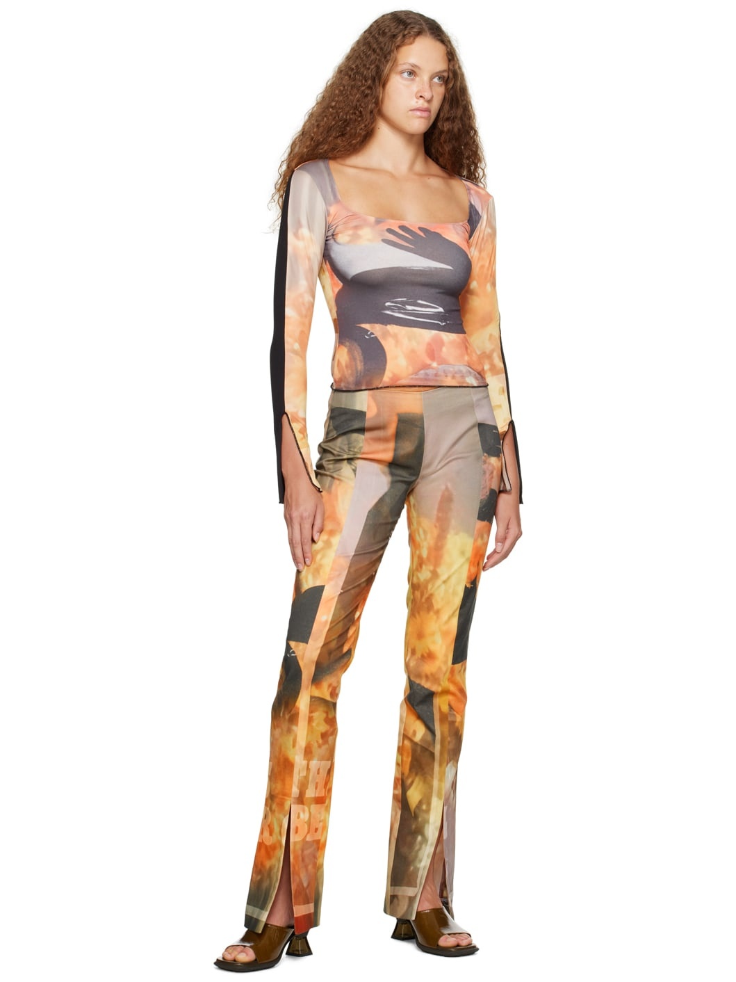 Orange Sunflower Jeans - 4
