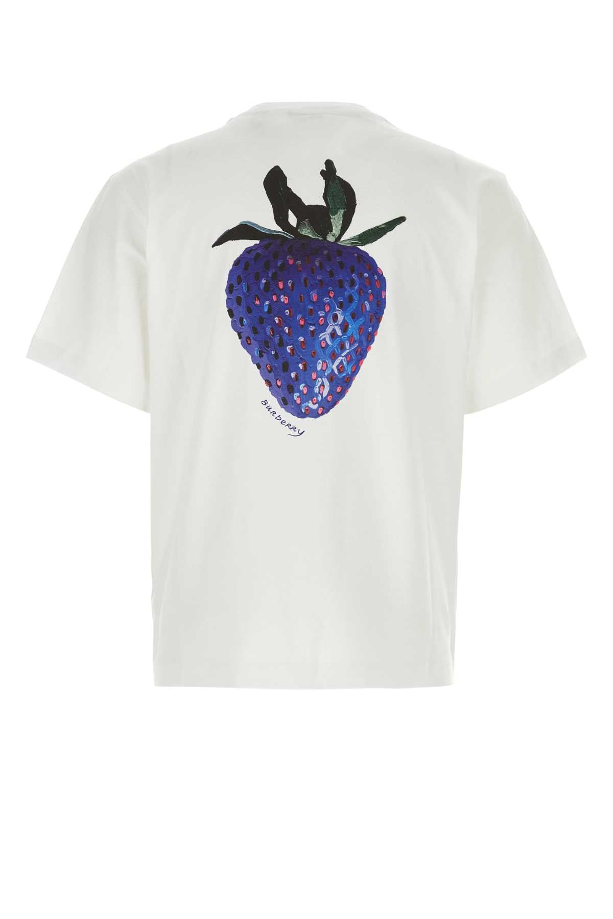 Burberry Men White Stretch Cotton T-Shirt - 2