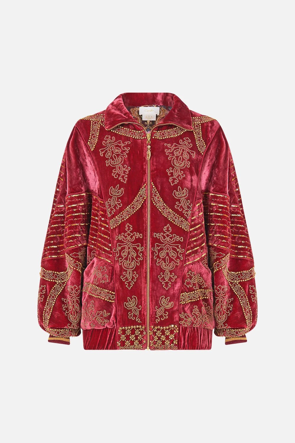 VELVET ZIP FRONT PANELLED SWEATER CALL ME A CARRIAGE - 1