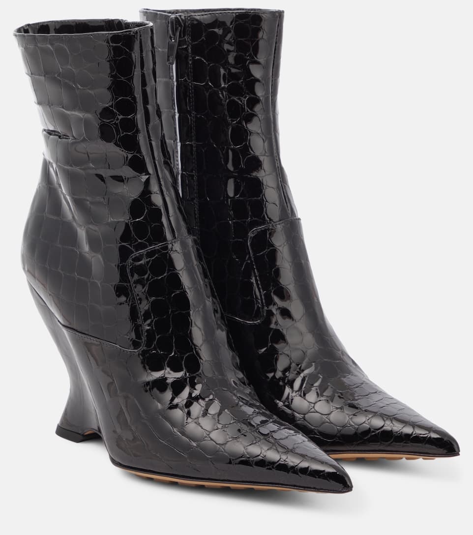Punta croc-effect leather ankle boots - 1
