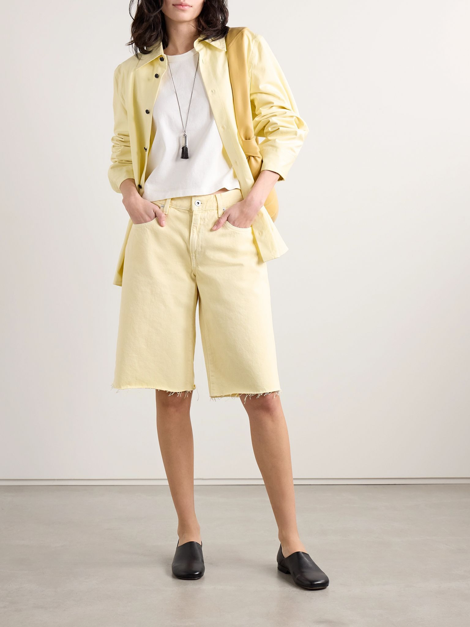 Mica frayed denim shorts Pastel yellow - 2