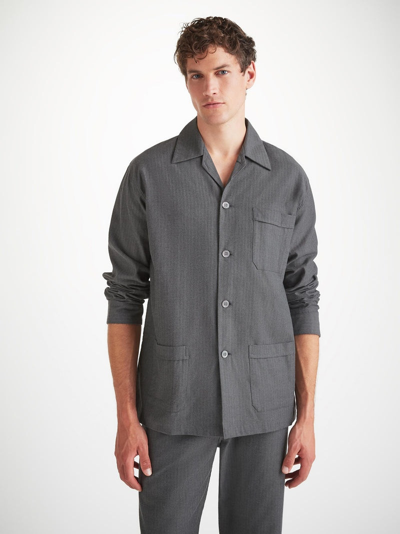 Men's Classic Fit Pajamas Balmoral Brushed Cotton Charcoal 5