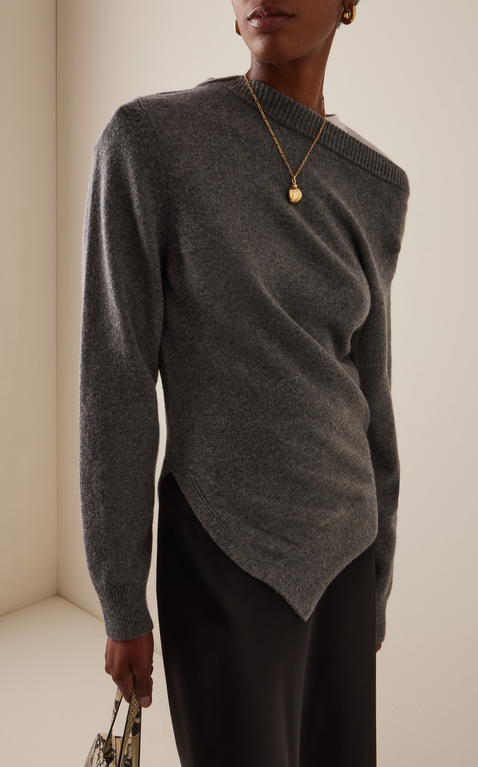Two-Way Deconstructed Wool-Cashmere Sweater grey - 2