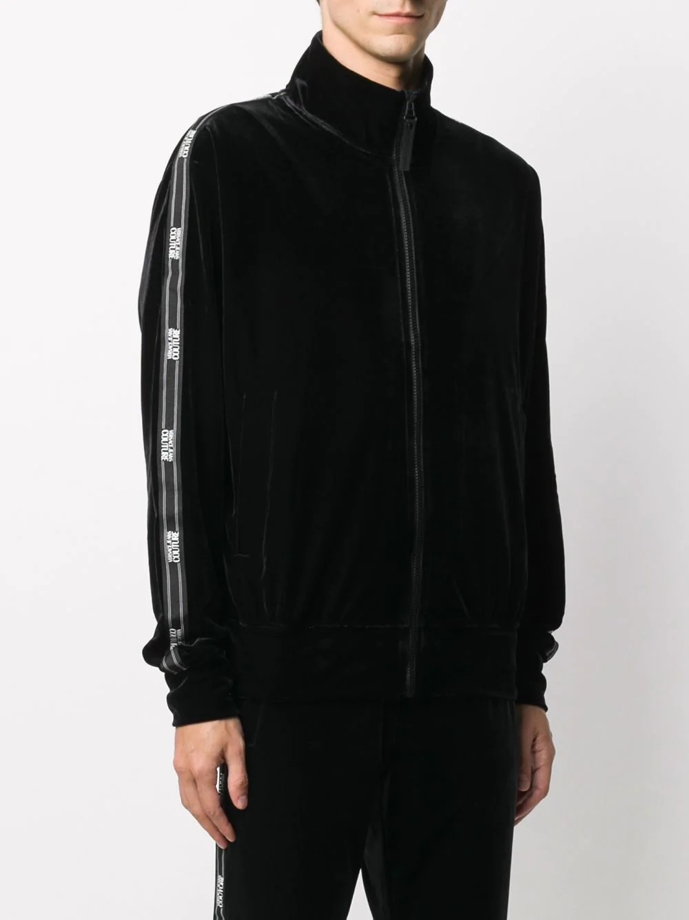 logo tape zip-up sweatshirt - 3