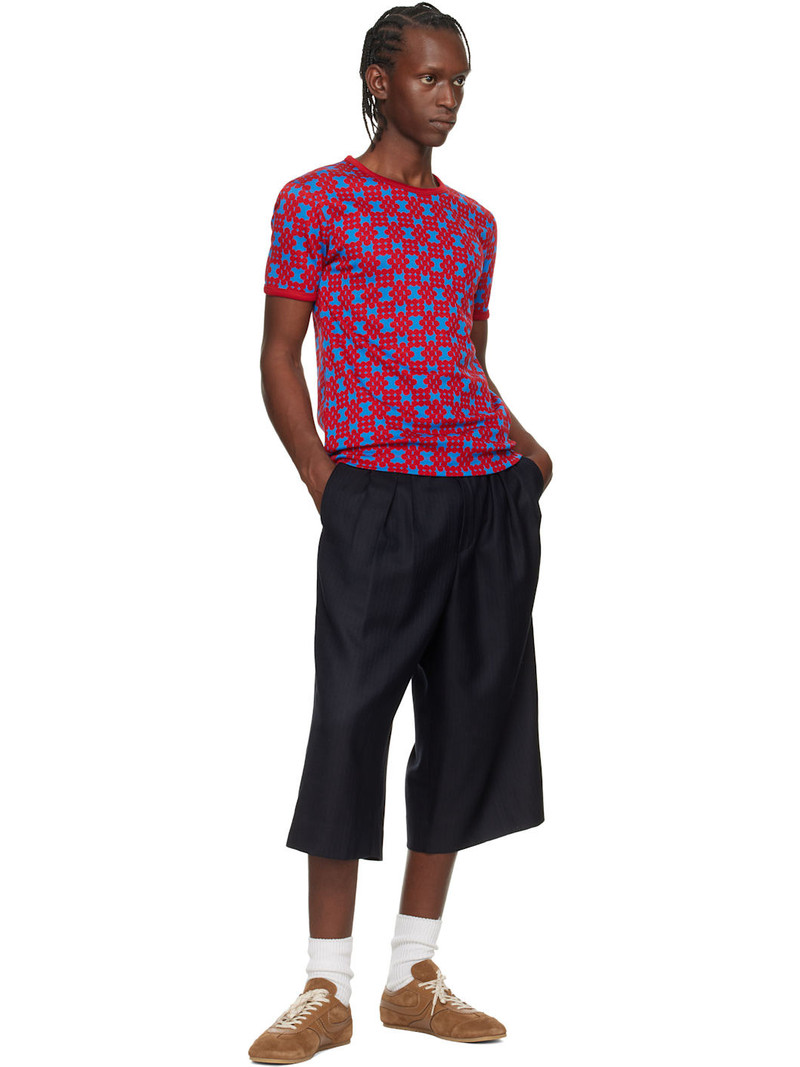 Dries Van Noten Red & Blue Jacquard T-shirt outlook