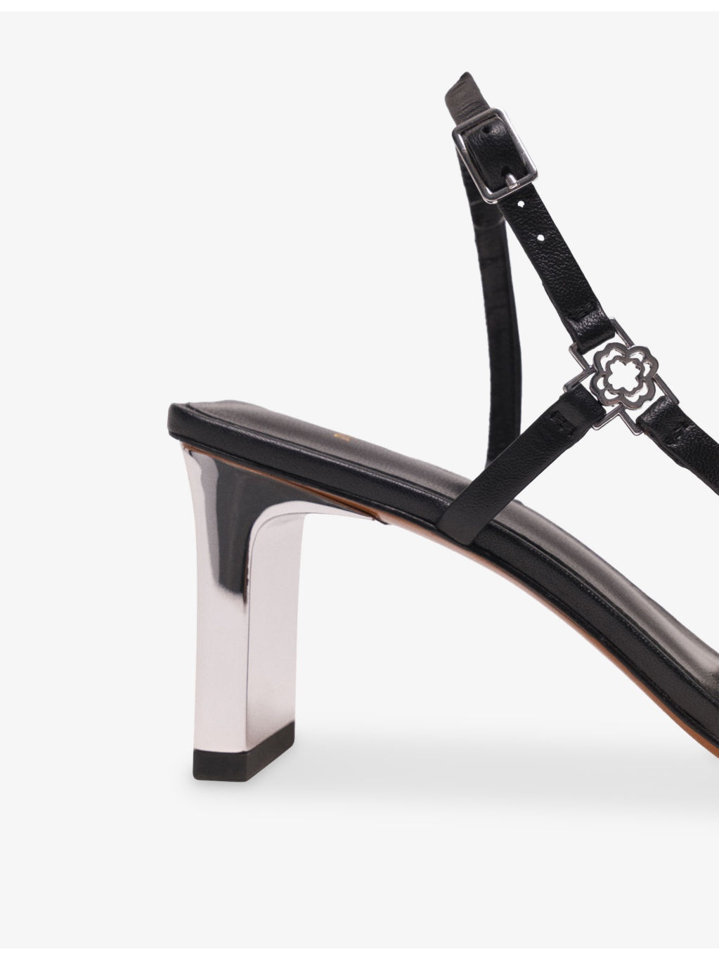 Square-Toe Leather Heeled Sandals - 5
