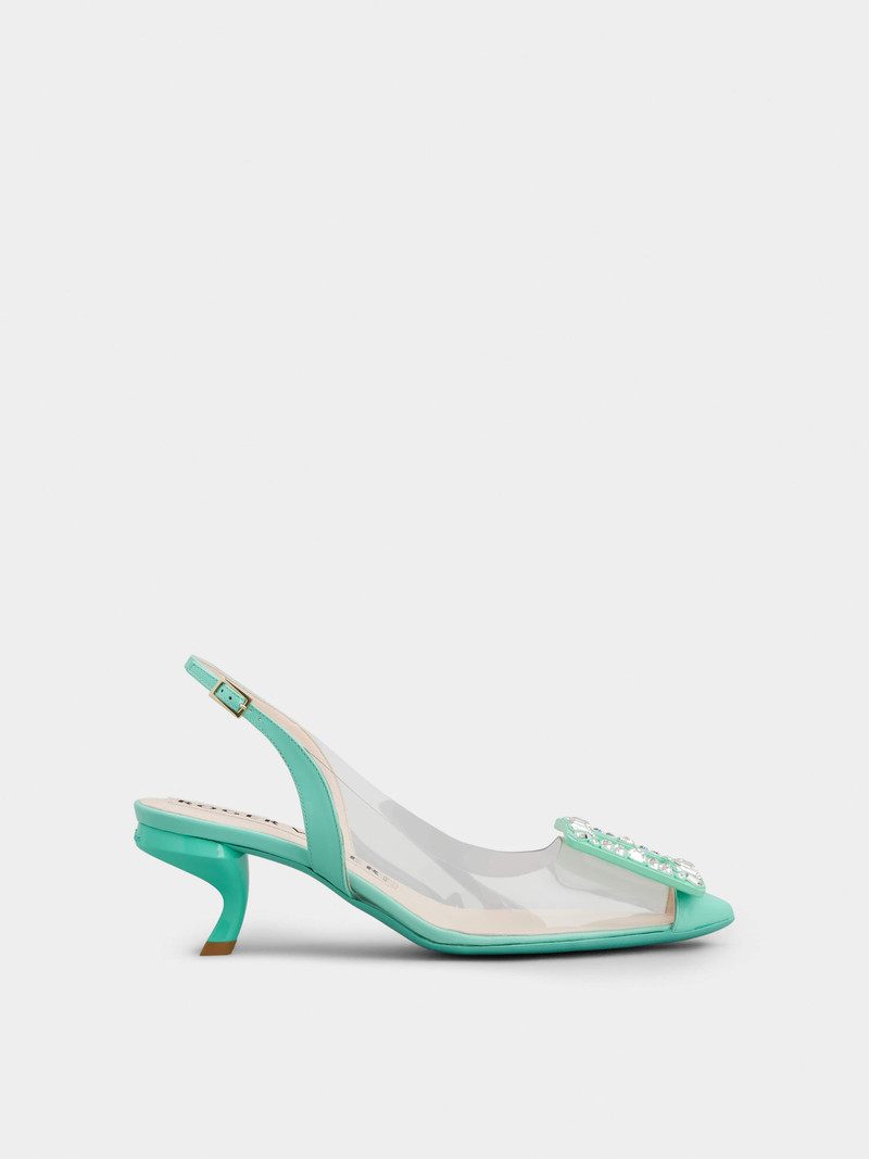 Virgule Strass Buckle Slingback Pumps in PVC 1