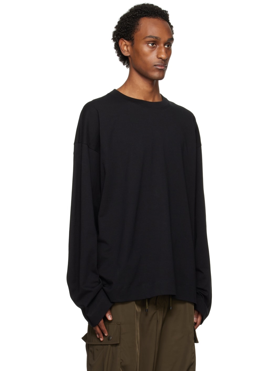 Black Loose-Fit Long Sleeve T-Shirt - 2