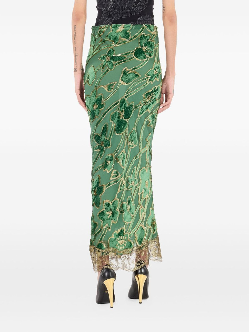 floral-velvet lace-trimmed long straight skirt 4