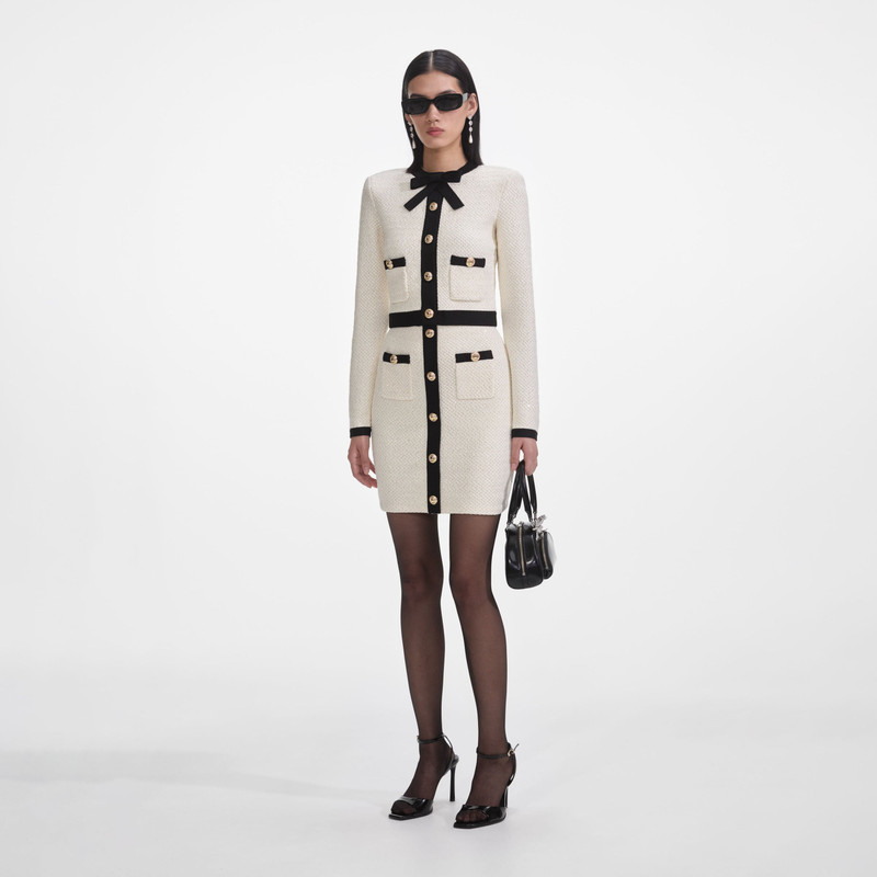 Cream Sequin Pussy Bow Cardigan 2