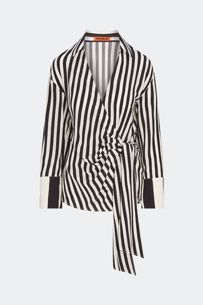 SIMONMILLER Vietta Crepe Top In Black/White Stripe outlook