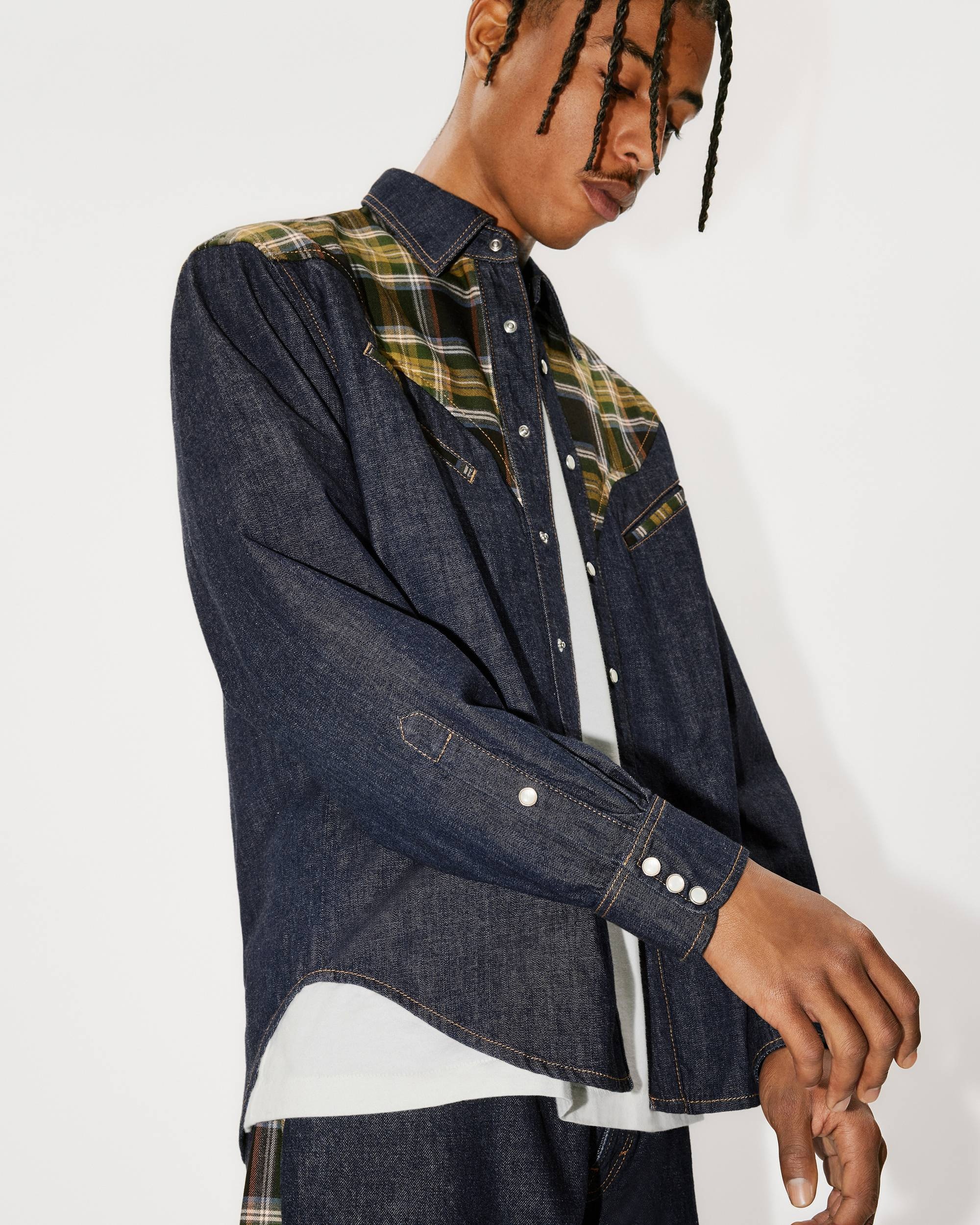 Checked denim cowboy shirt - 6