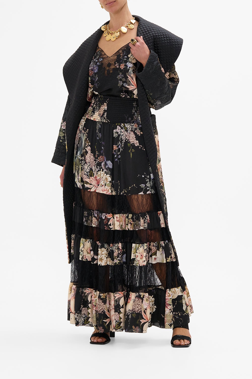 QUILTED LONG WRAP COAT - 7