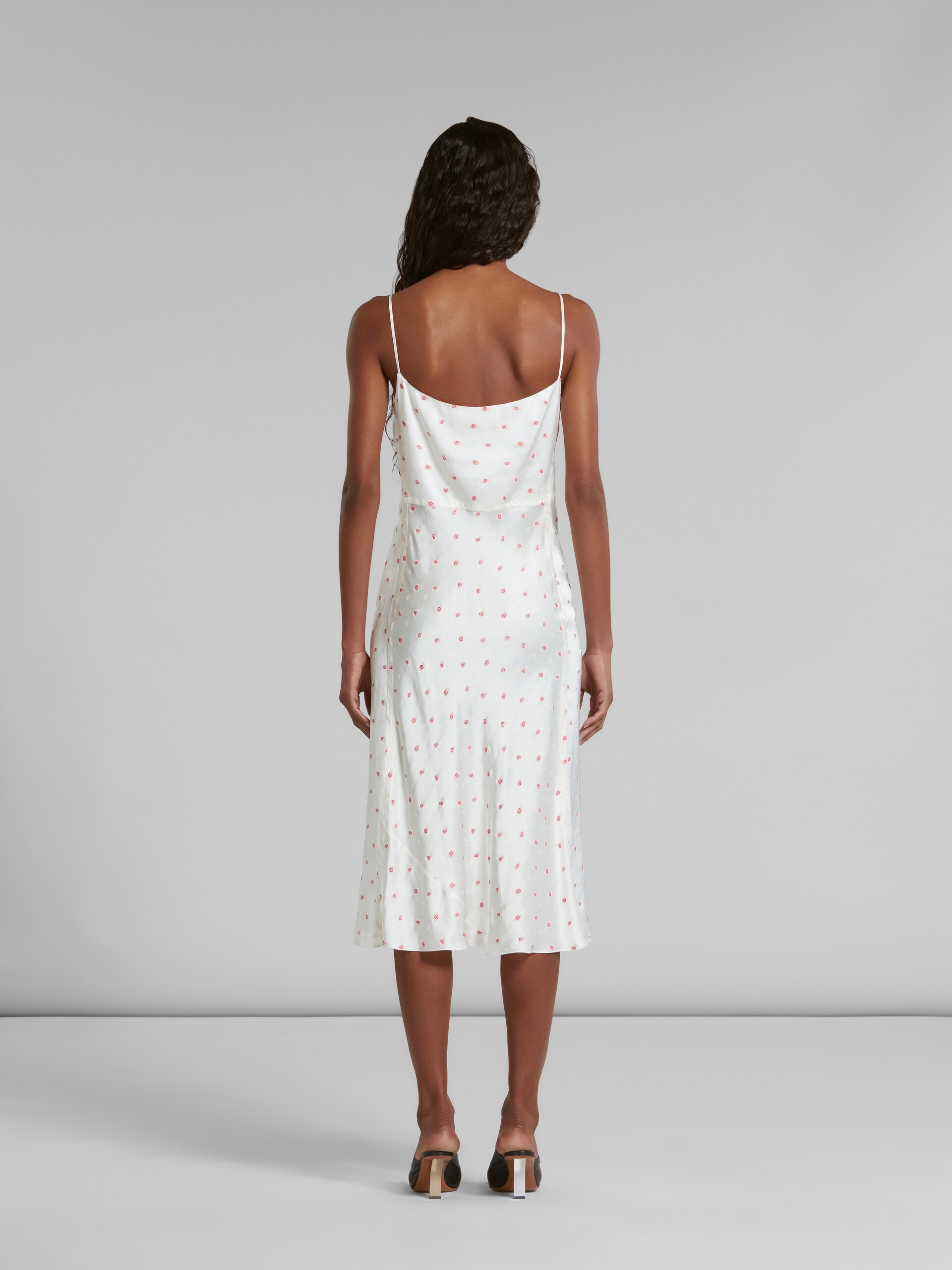 WHITE SLIP DRESS WITH JACQUARD ROSE MOTIF - 3