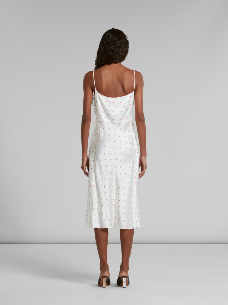 WHITE SLIP DRESS WITH JACQUARD ROSE MOTIF 3