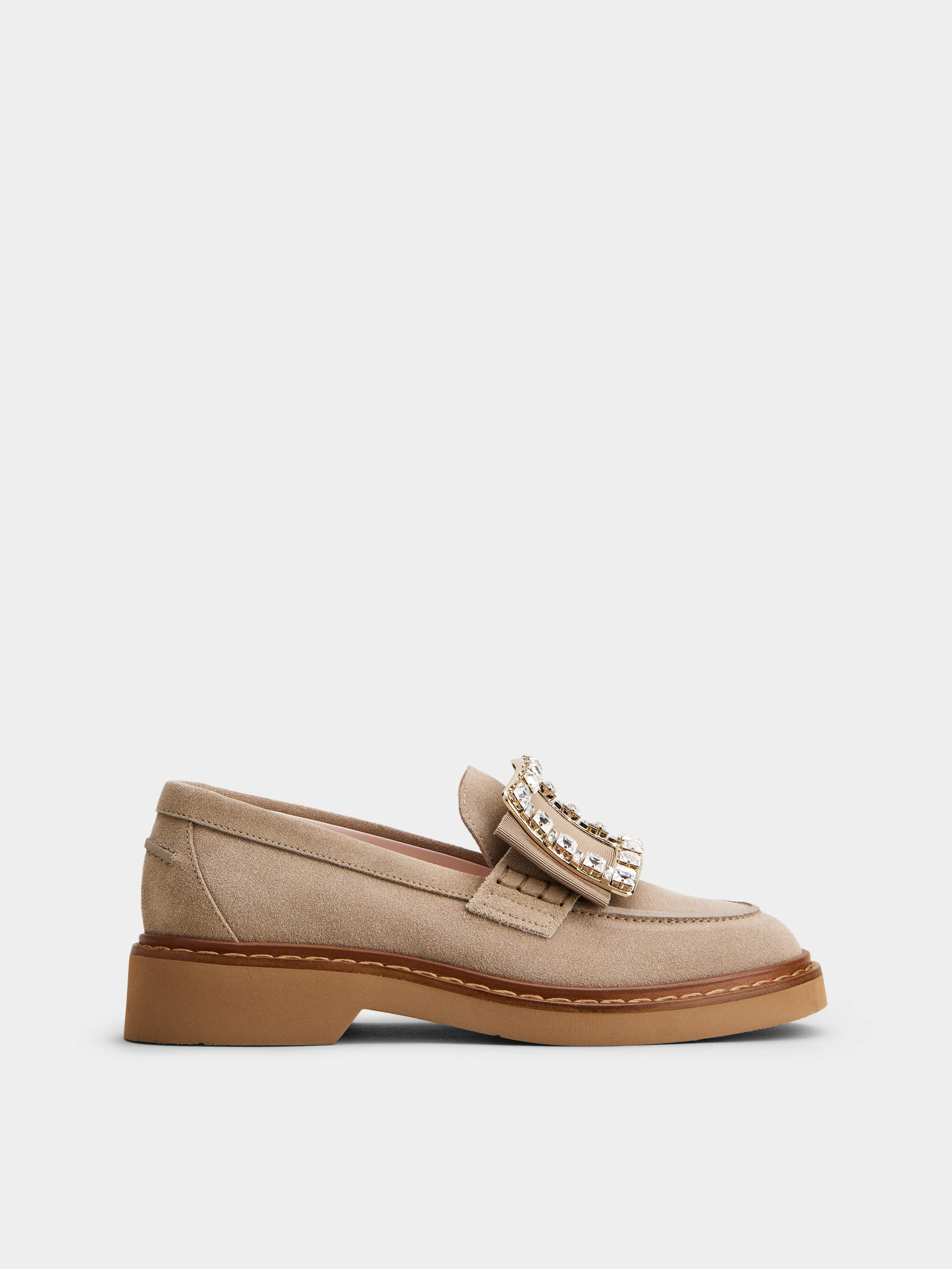 Viv' Rangers Strass Buckle Loafers in Suede - 1