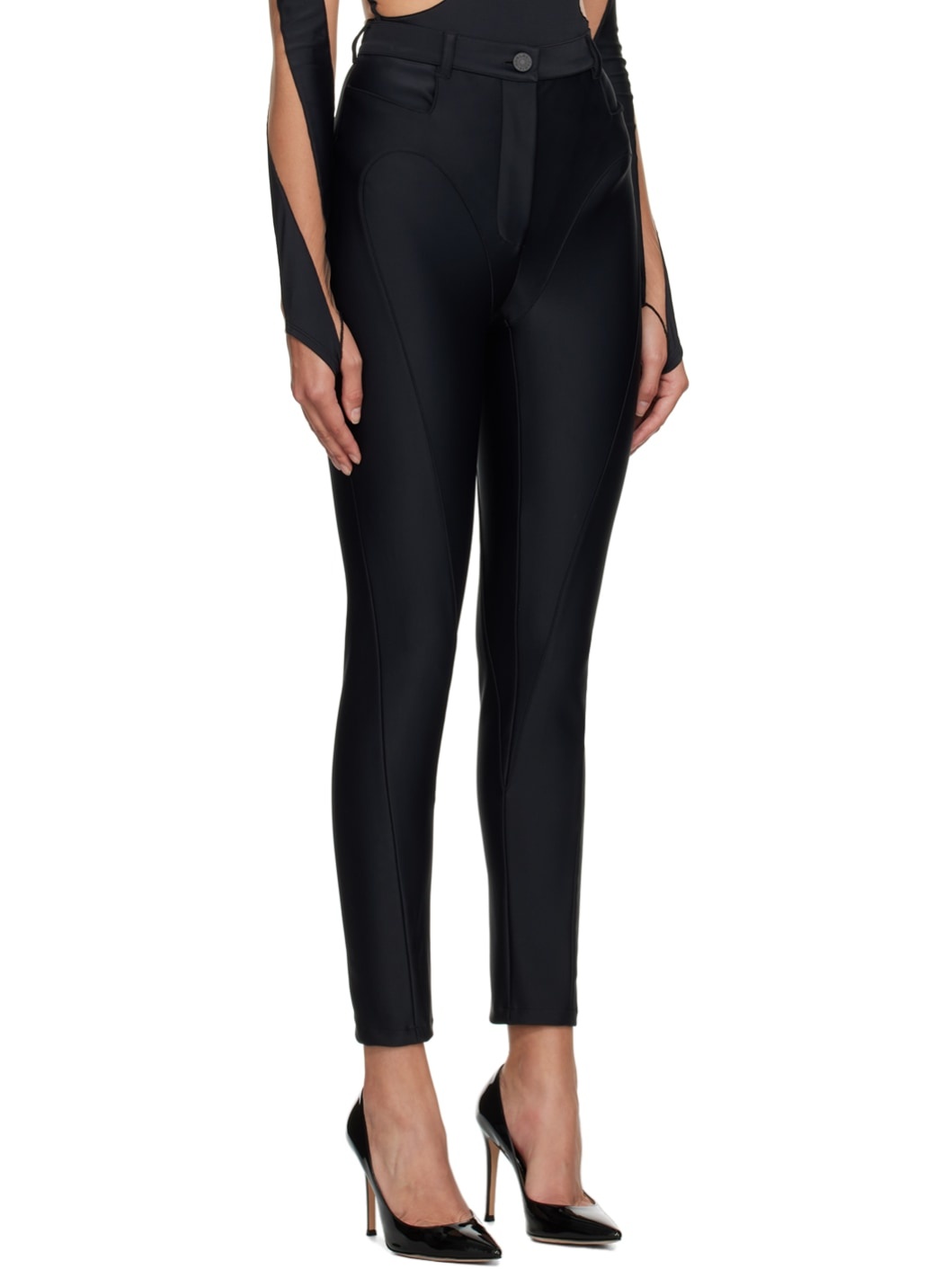 Black Paneled Leggings - 2