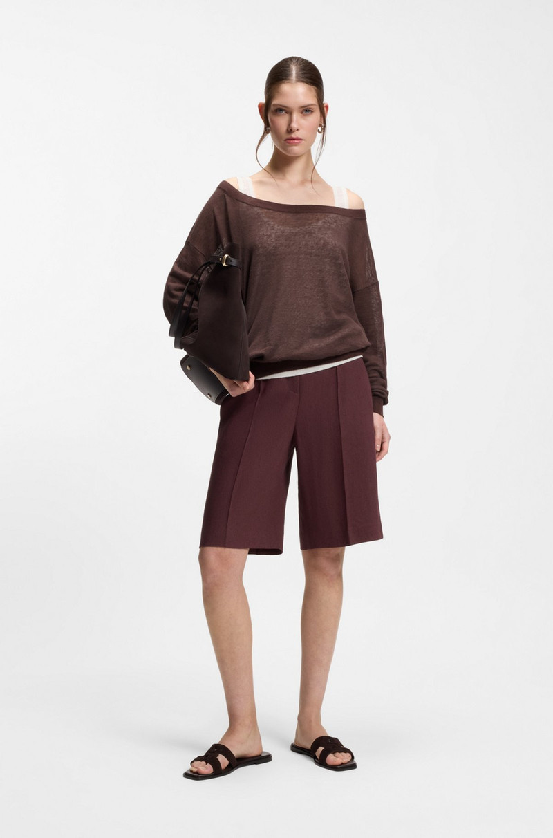 BOSS LINEN-COTTON SWEATER WITH UNDERLAYER outlook