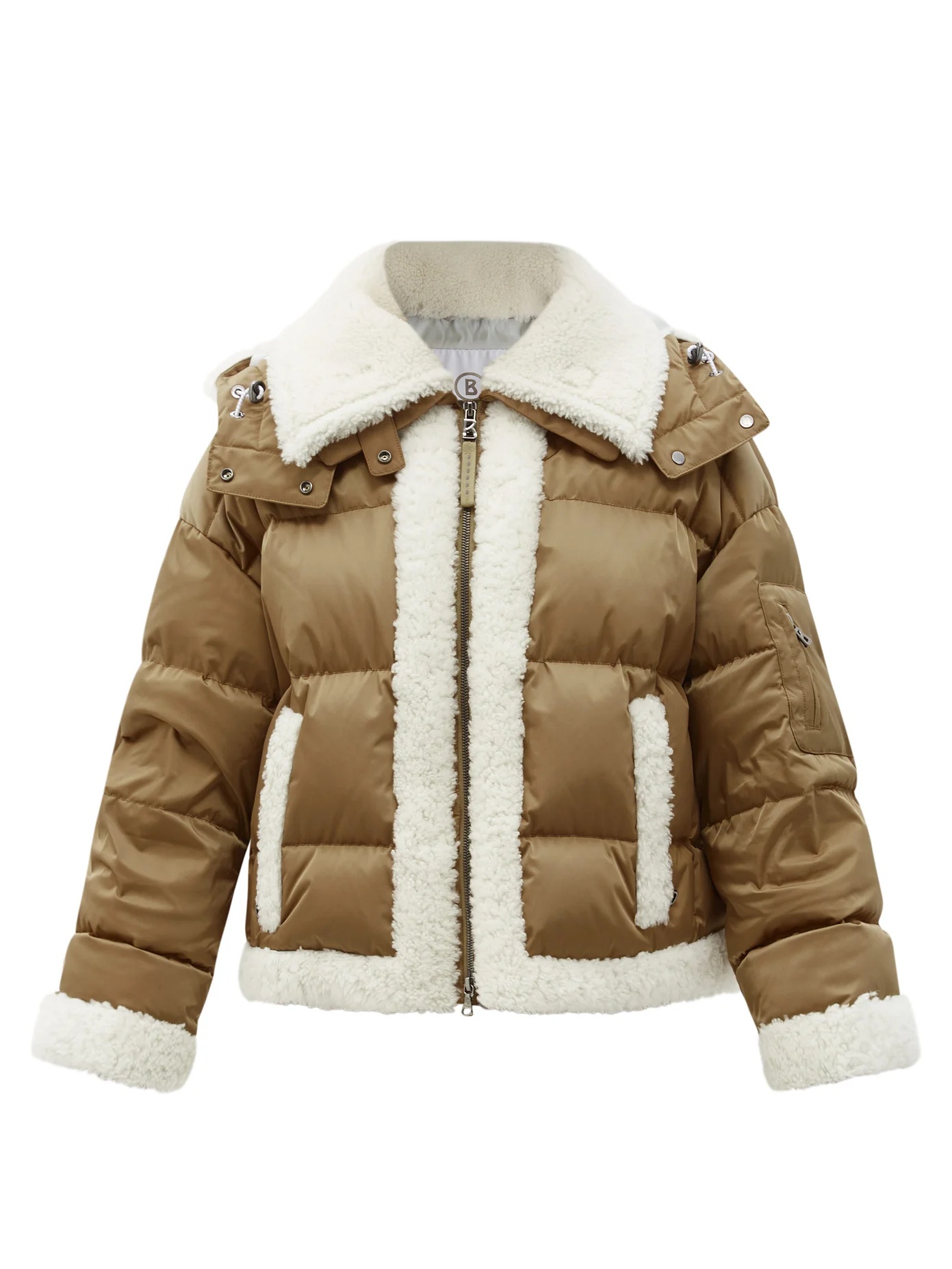 Suza hooded shearling-trimmed quilted down jacket - 1