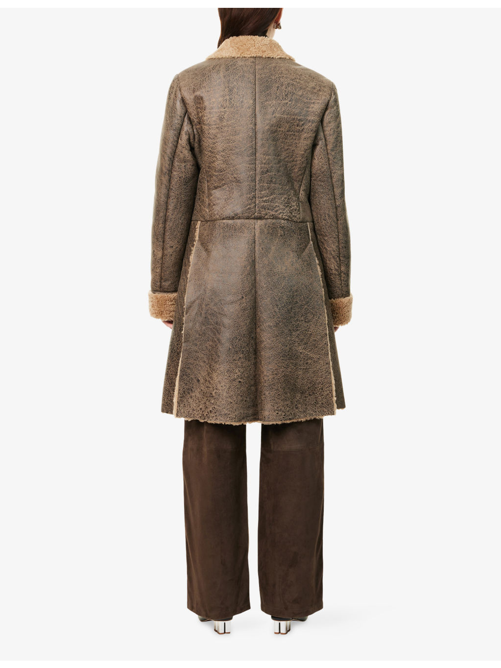 Double-Breasted Shearling Coat - 4