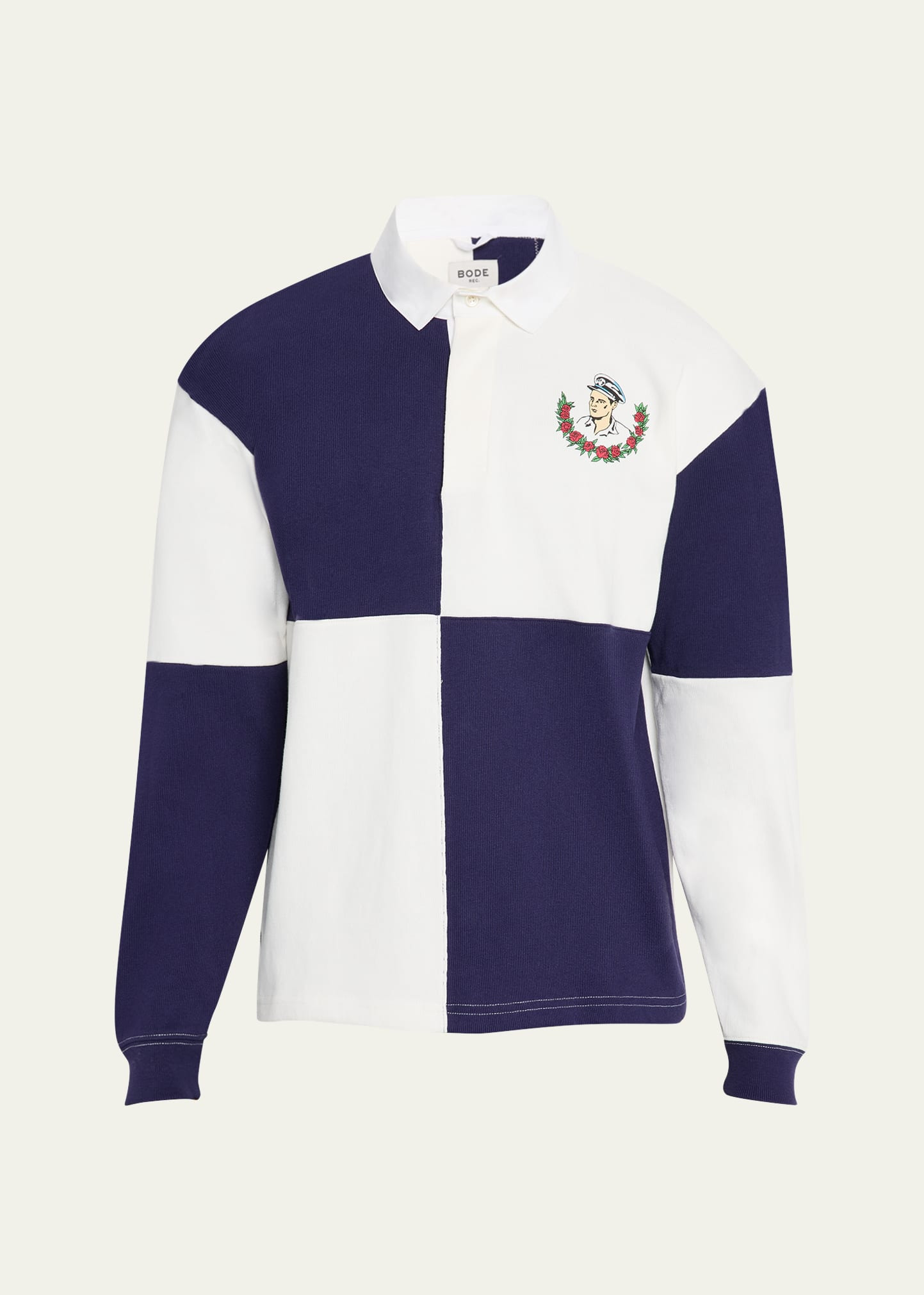Men's Square Colorblock Grandfather Rugby Shirt - 1
