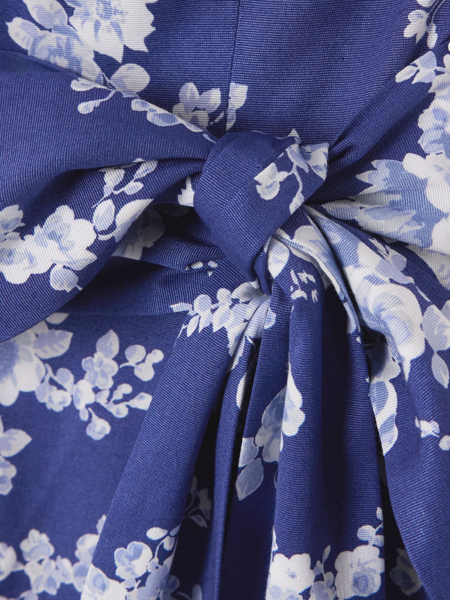 Belted floral-print faille midi dress Bright blue - 4