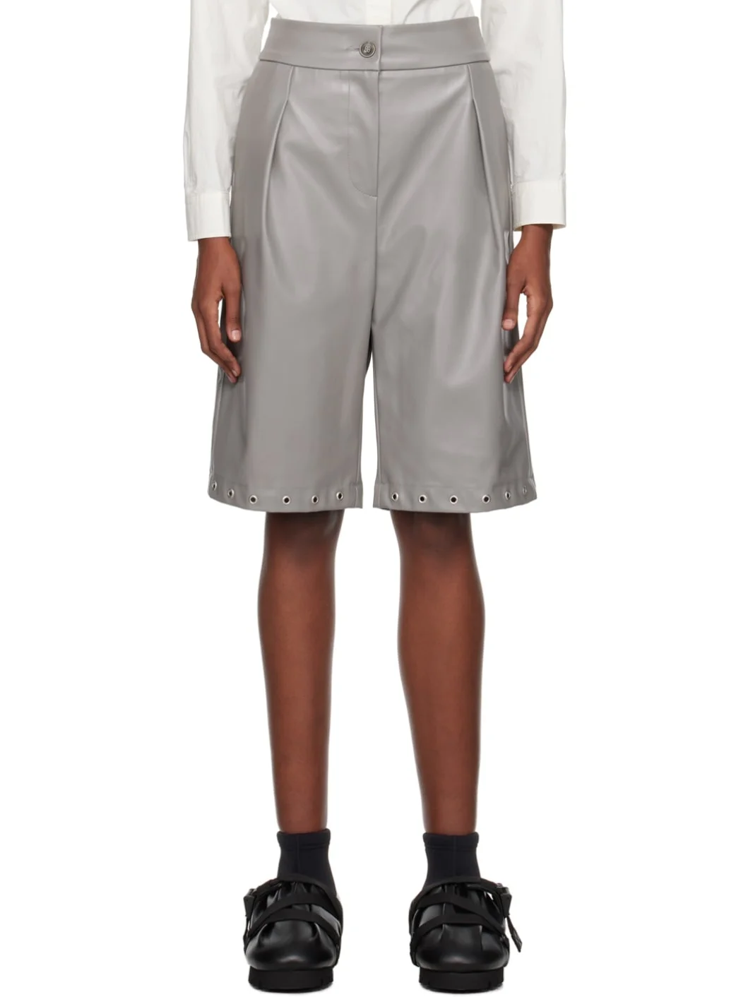 Gray Gardener Faux-Leather Shorts - 1