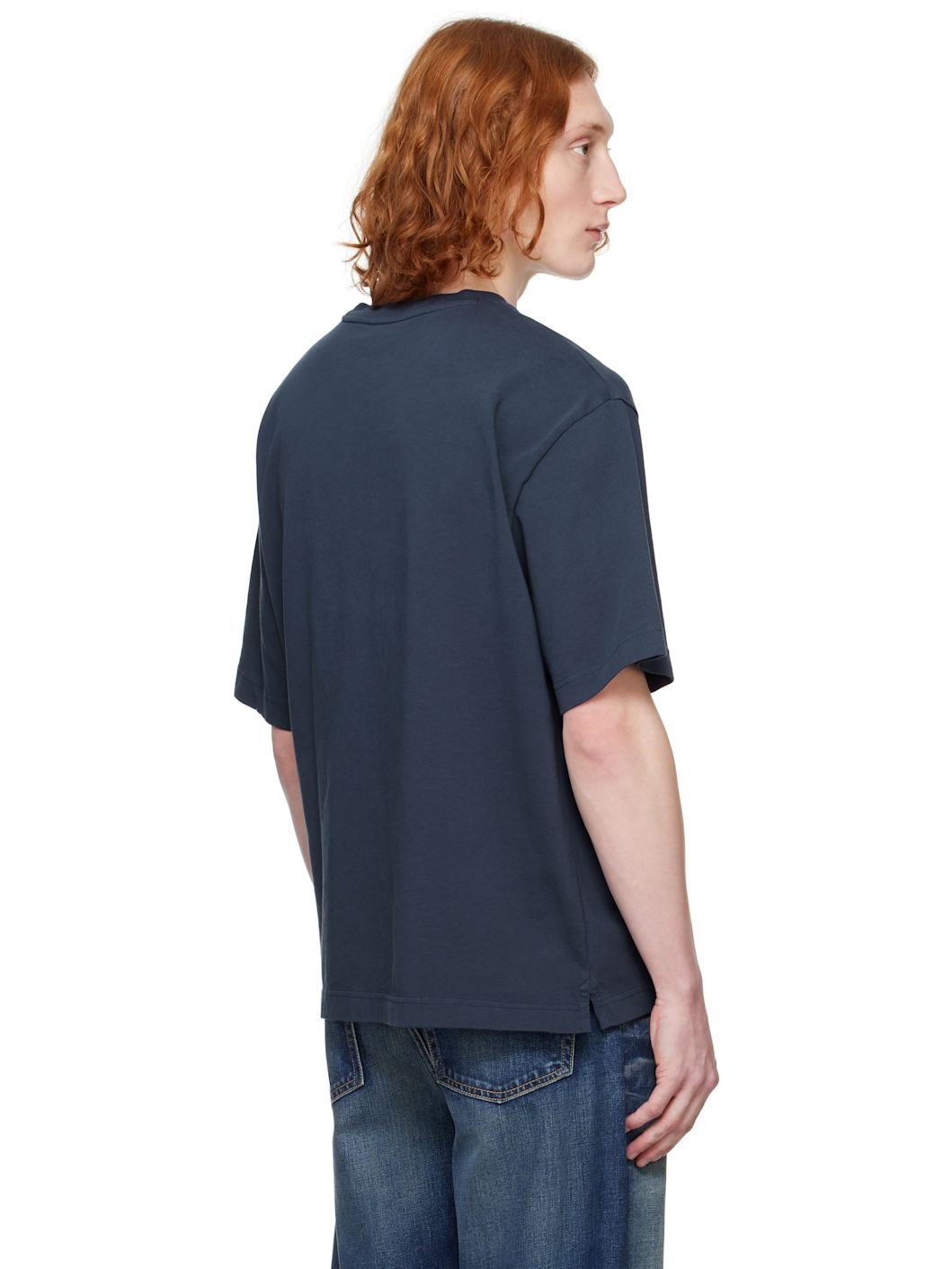 Navy '' Handwriting Oversize T-shirt - 3