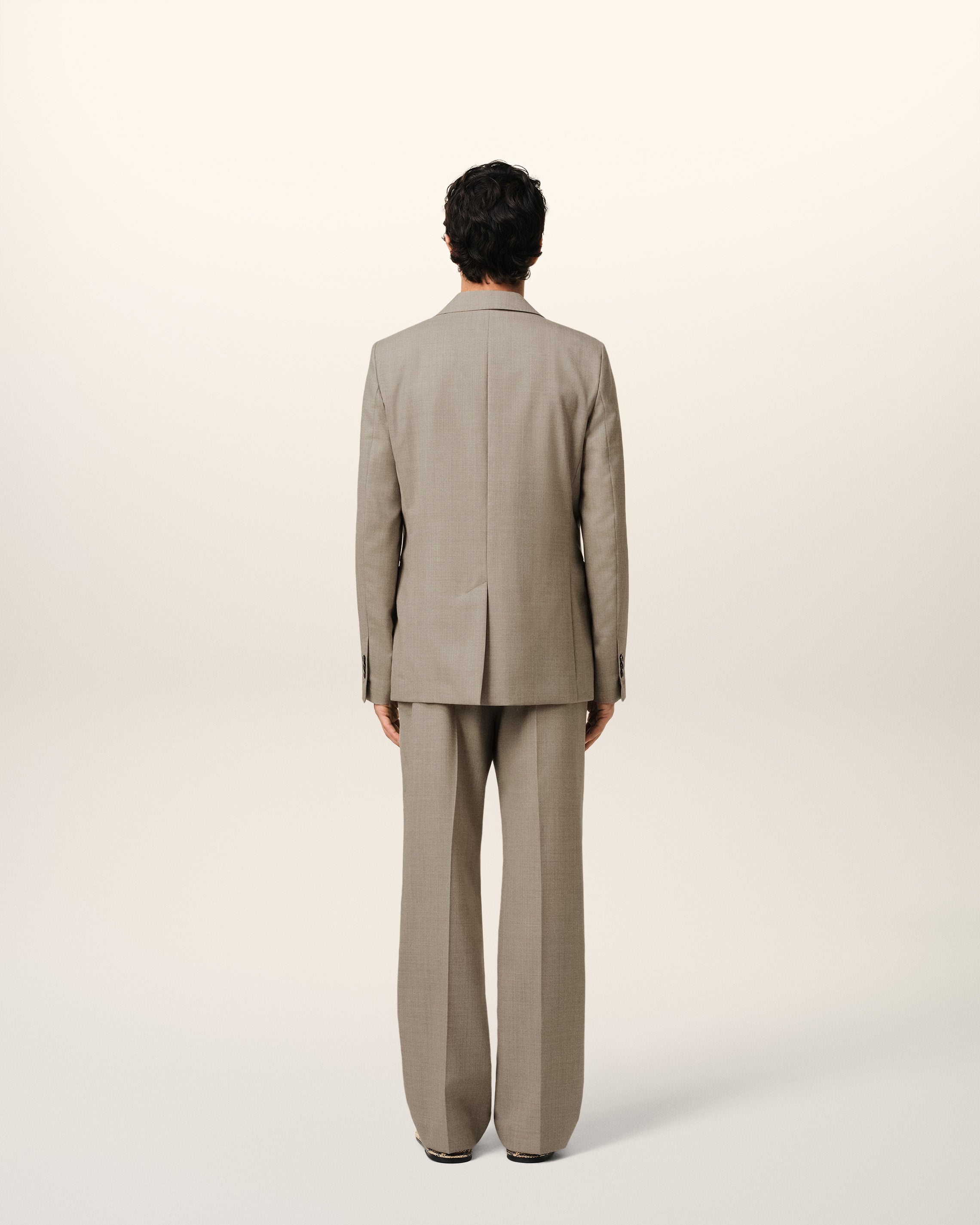 BEIGE WOOL TWO BUTTONS JACKET - 5