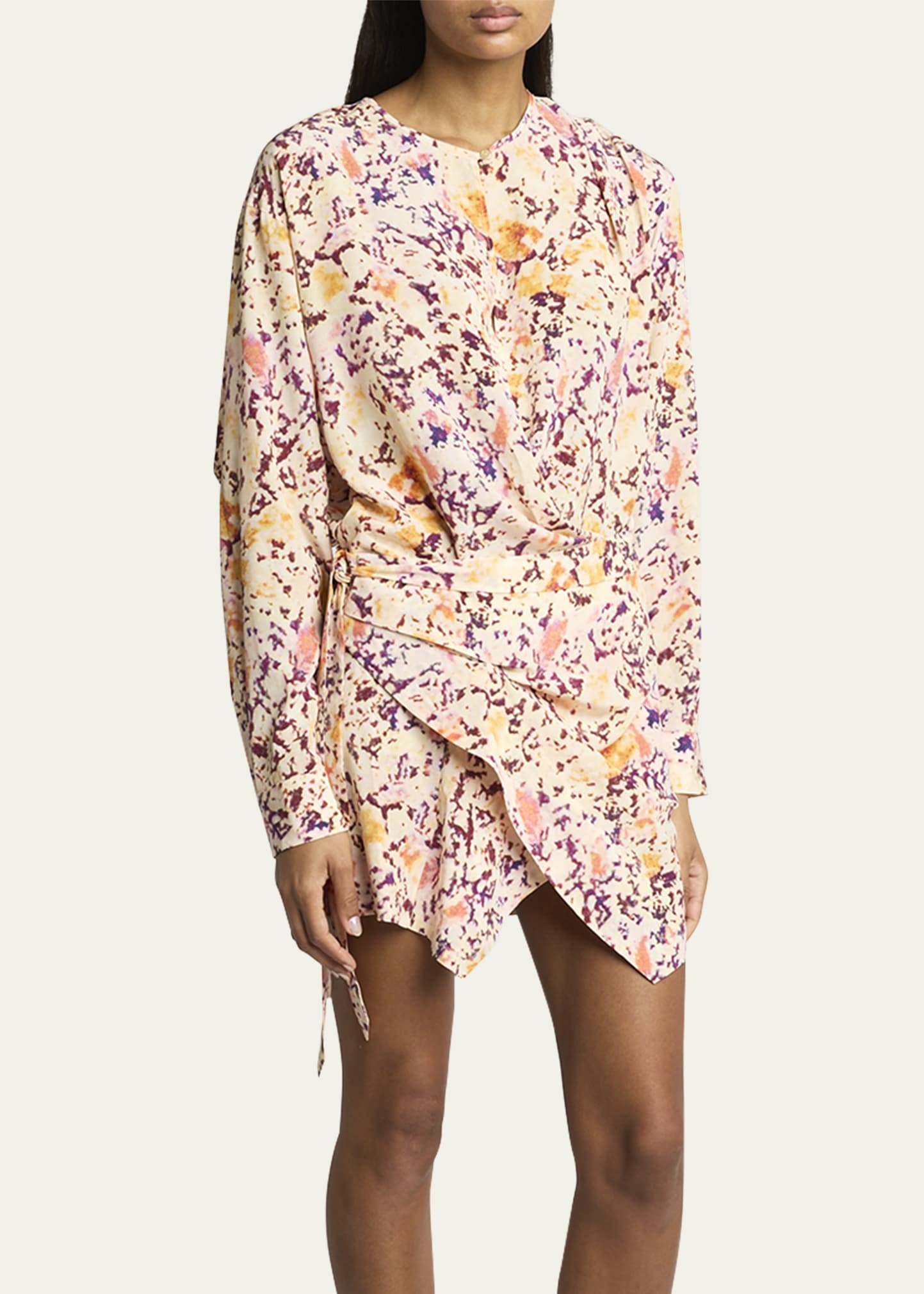 Habla Floral Print Silk Wrap Dress - 4