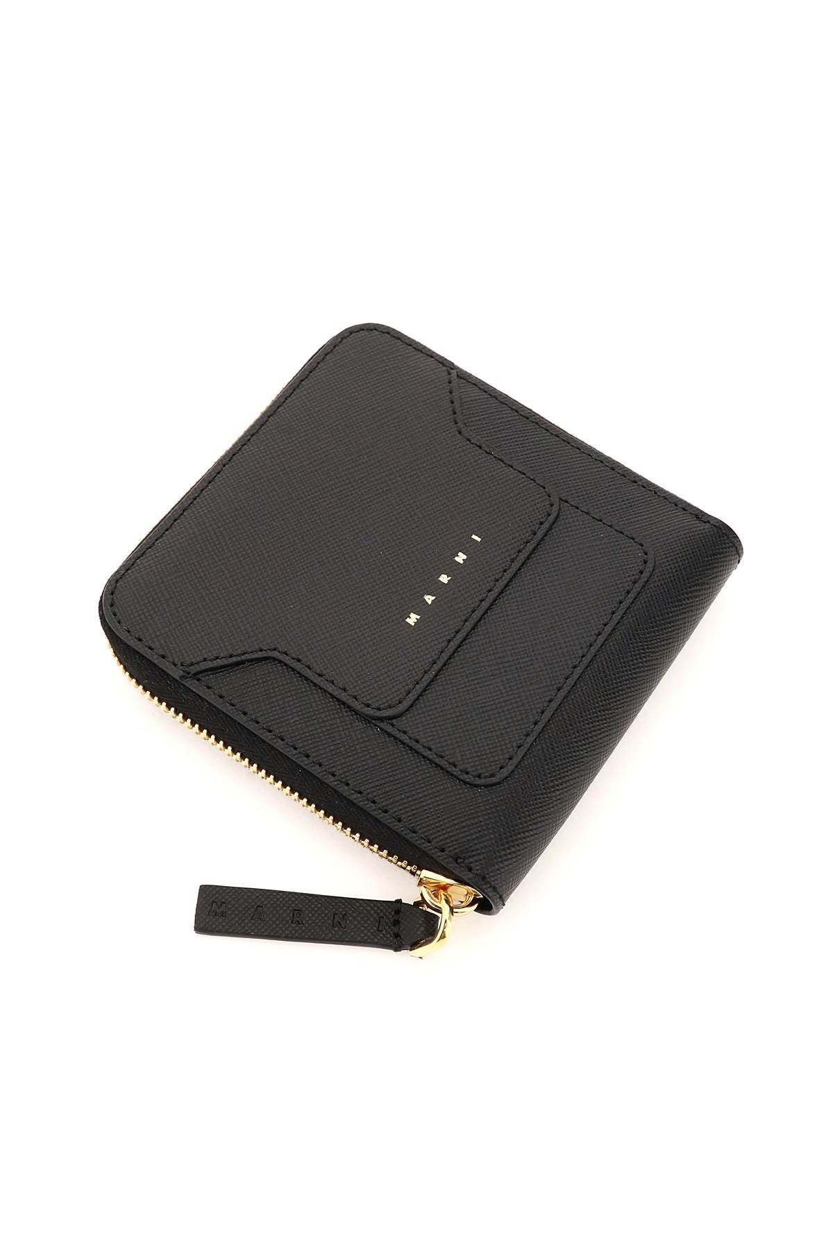 SQUARED ZIP-AROUND LEATHER WALLET - 5