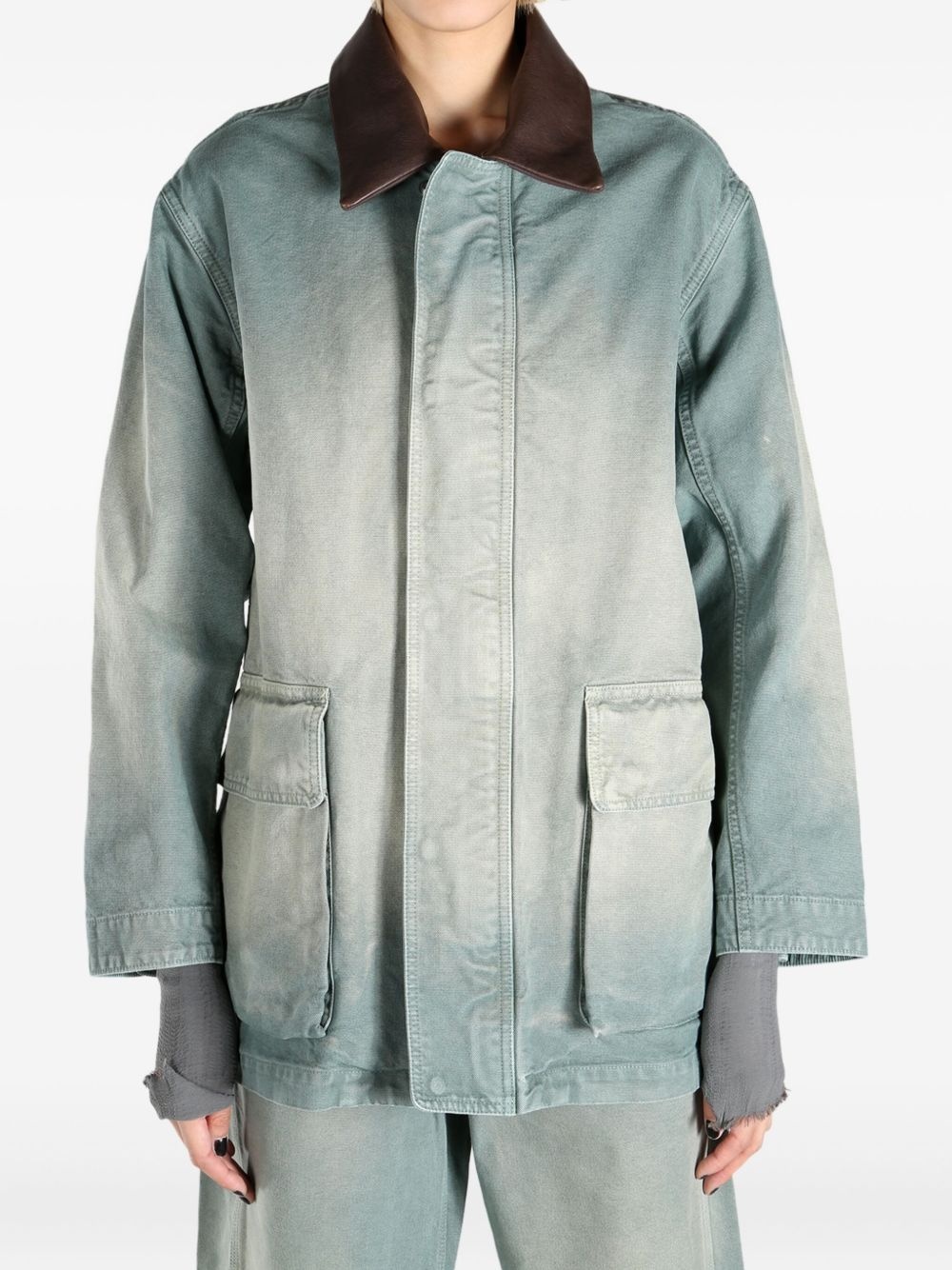 contrasting-collar jacket - 3