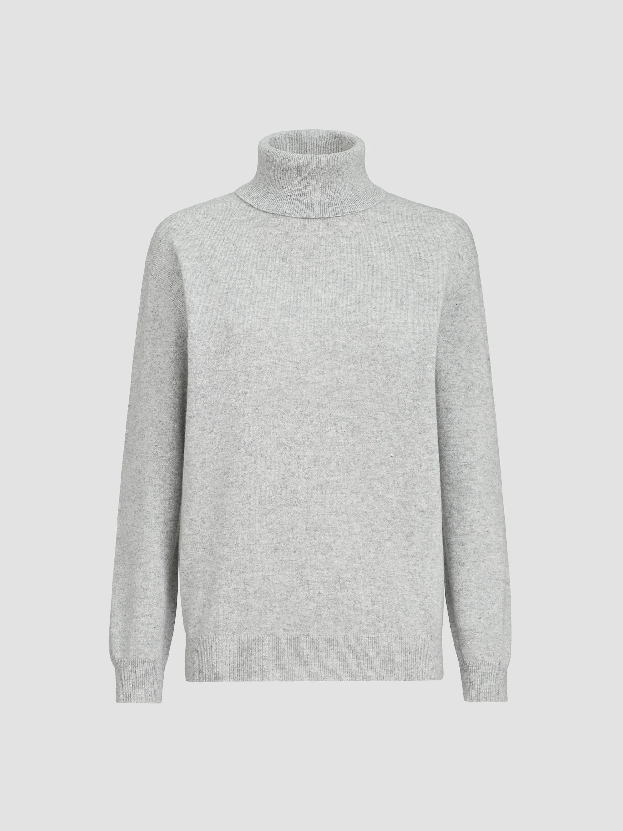 Women's Cashmere Turtleneck Sweater with Monili - Pebble - 1