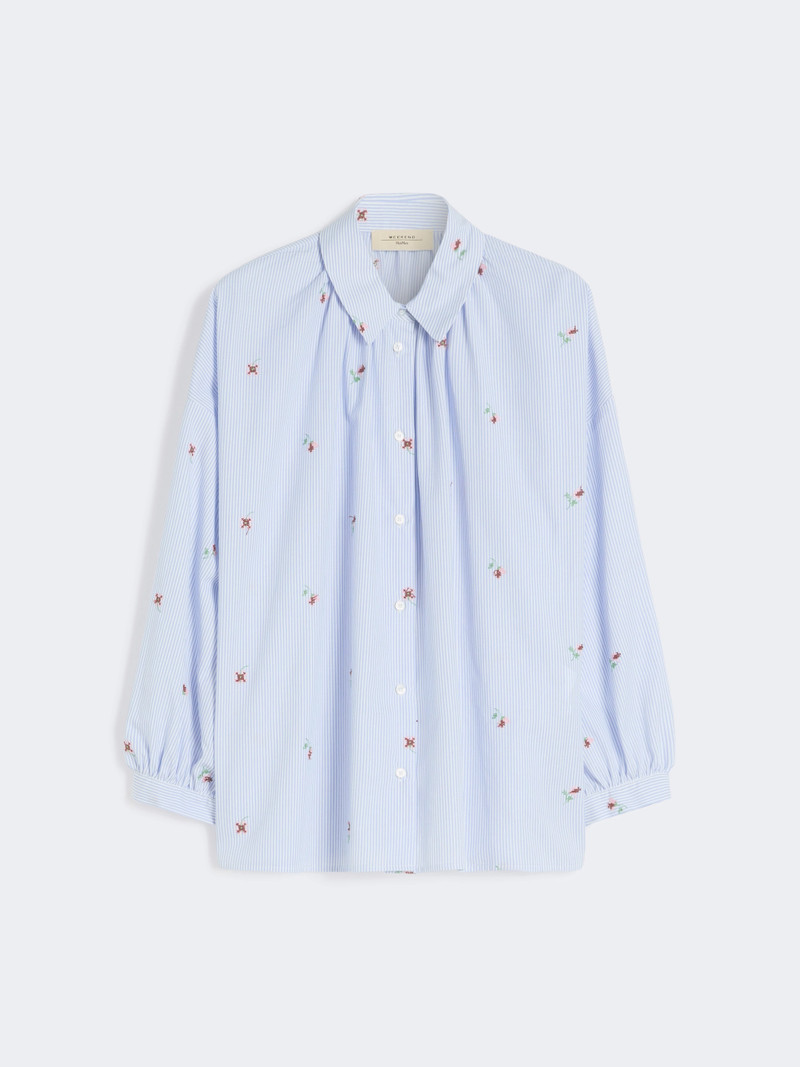 BUTTERFLY Poplin shirt with embroidery - LIGHT BLUE 1