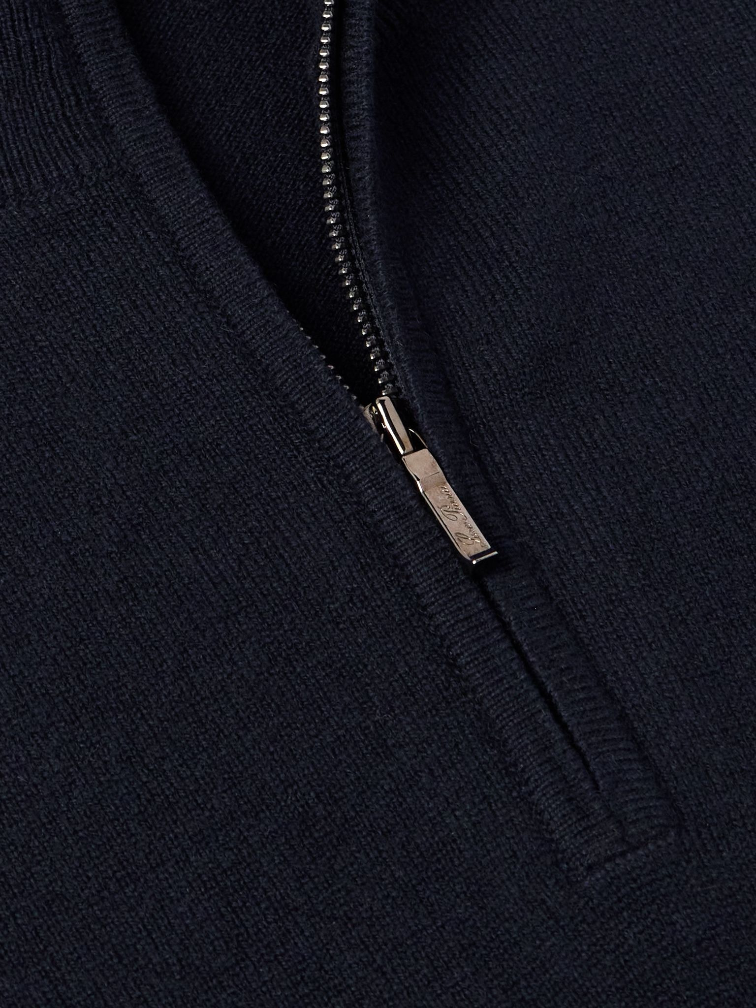 Slim-Fit Baby Cashmere Half-Zip Sweater Navy - 5