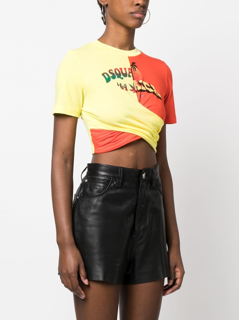 logo-print crop top - 3