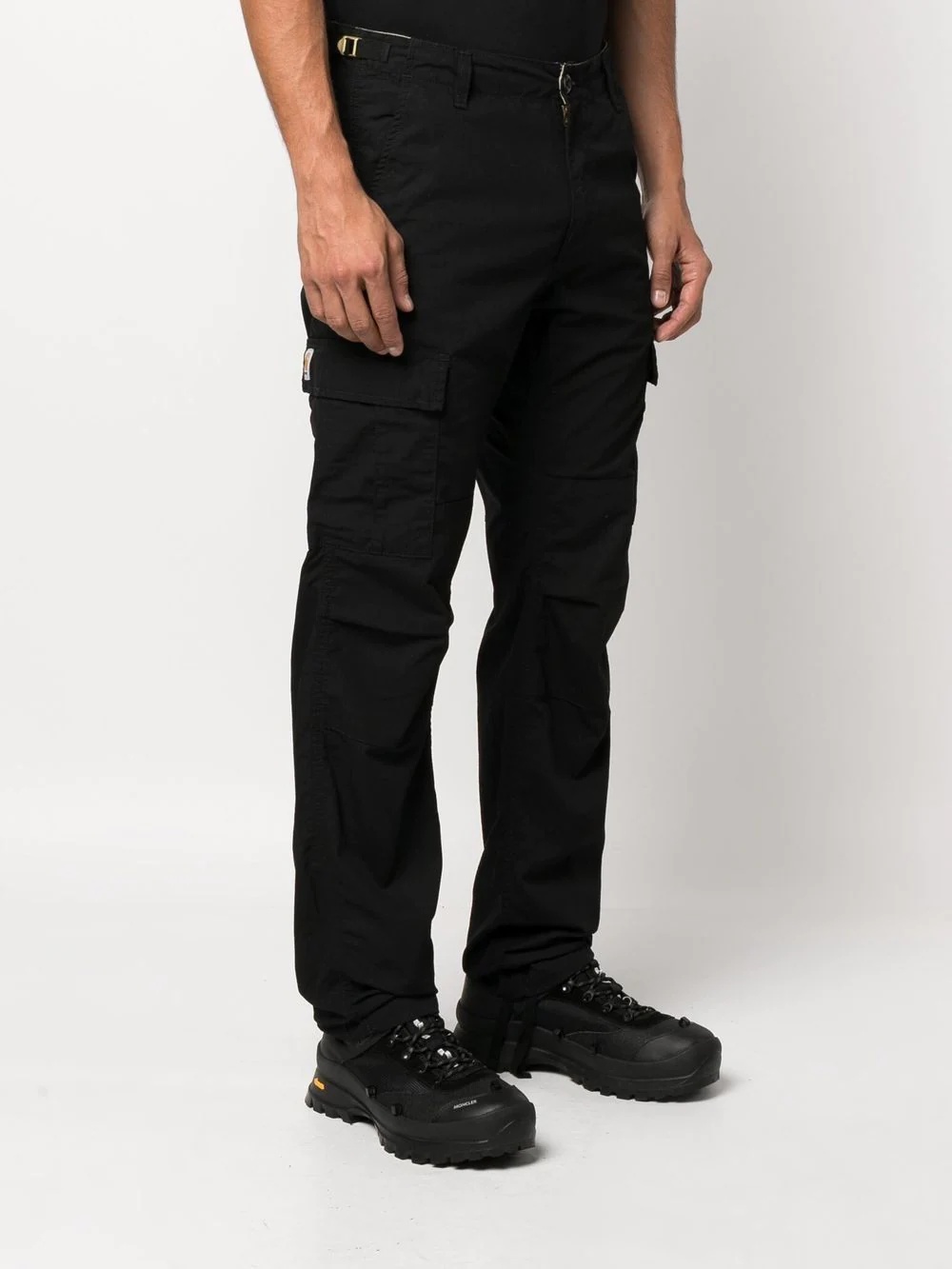 logo-patch straight-leg trousers - 3