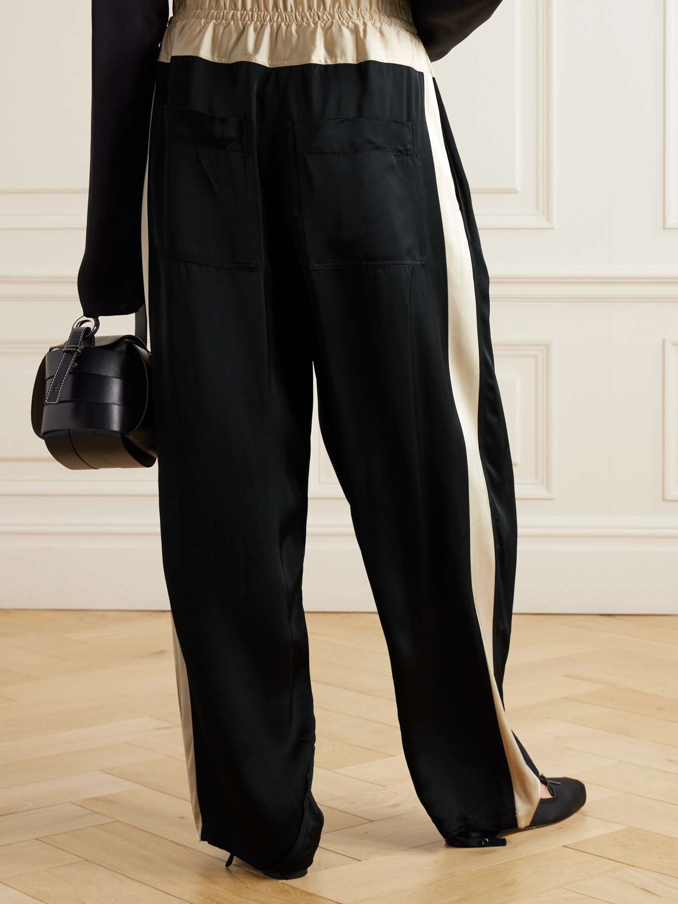 Two-tone striped satin wide-leg pants - 3