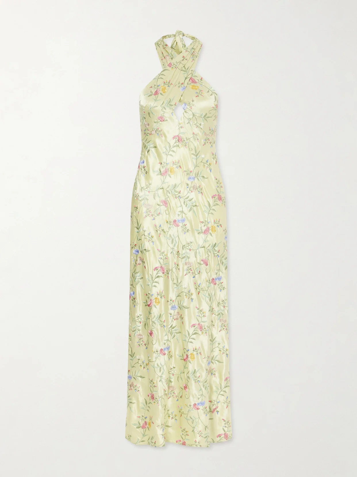 Dune Floral-embroidered Satin Maxi Dress - 1