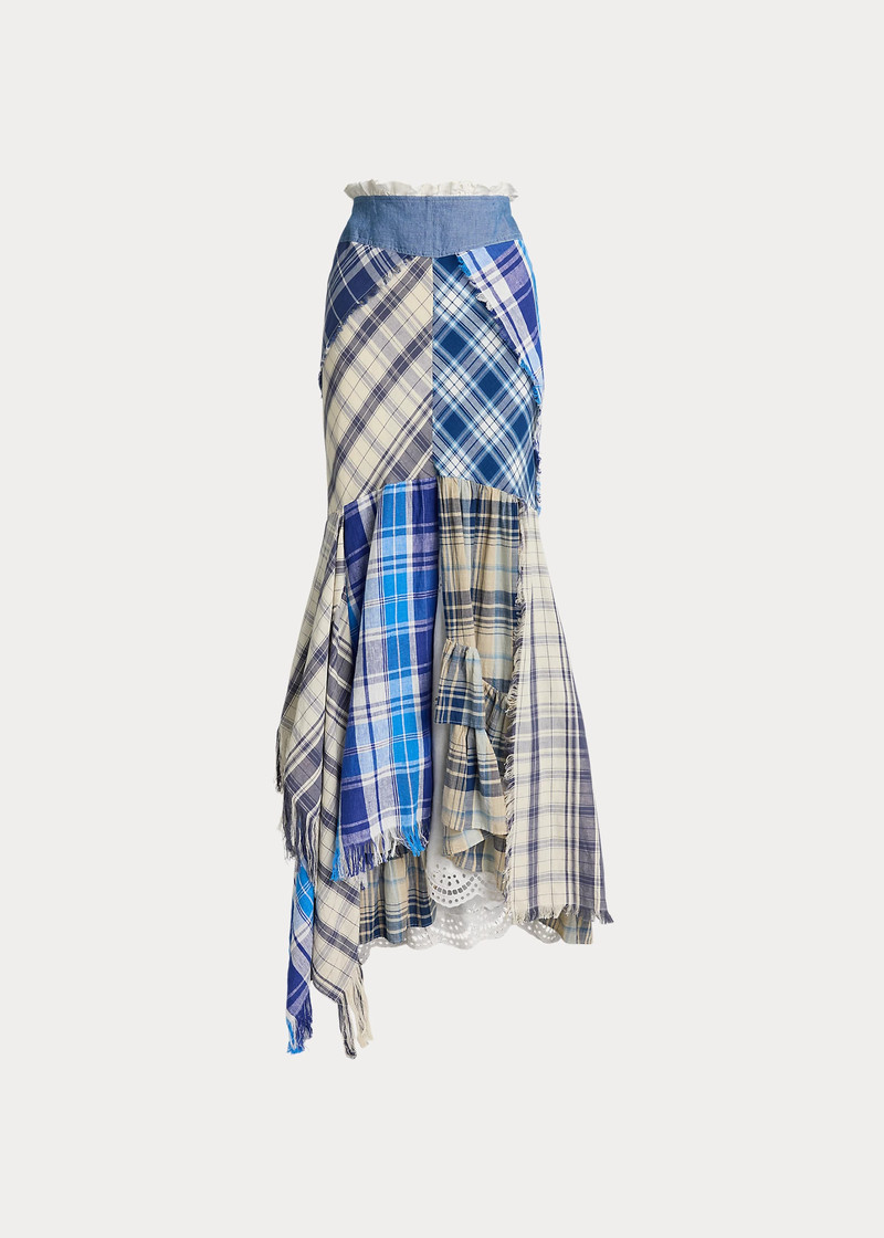 Patchwork Plaid Scarf Skirt 1