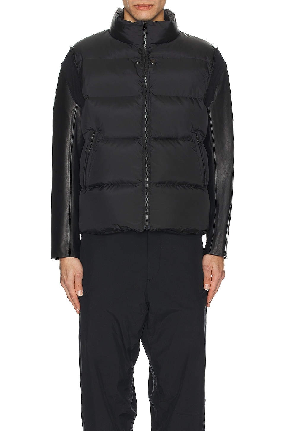 Leather Sleeve Puffer Blouson - 5