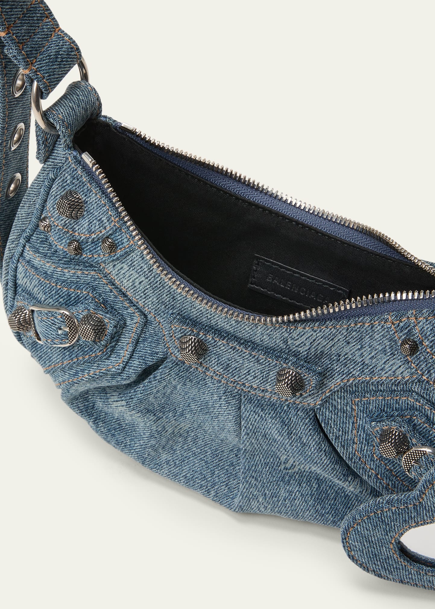 Le Cagole XS Denim Hobo Bag - 4