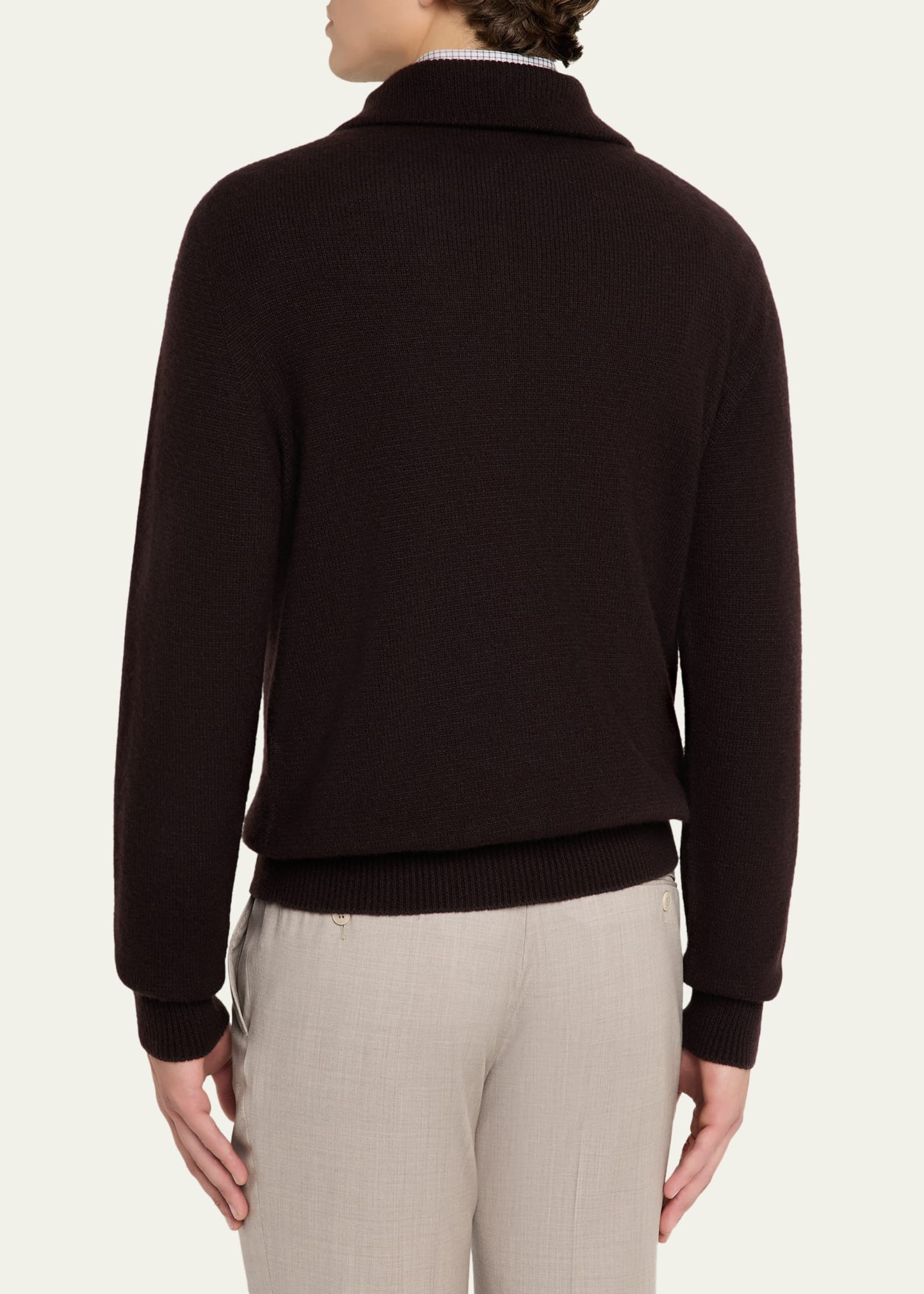Men's Cashmere and Silk Knit Half-Zip Sweater - 3