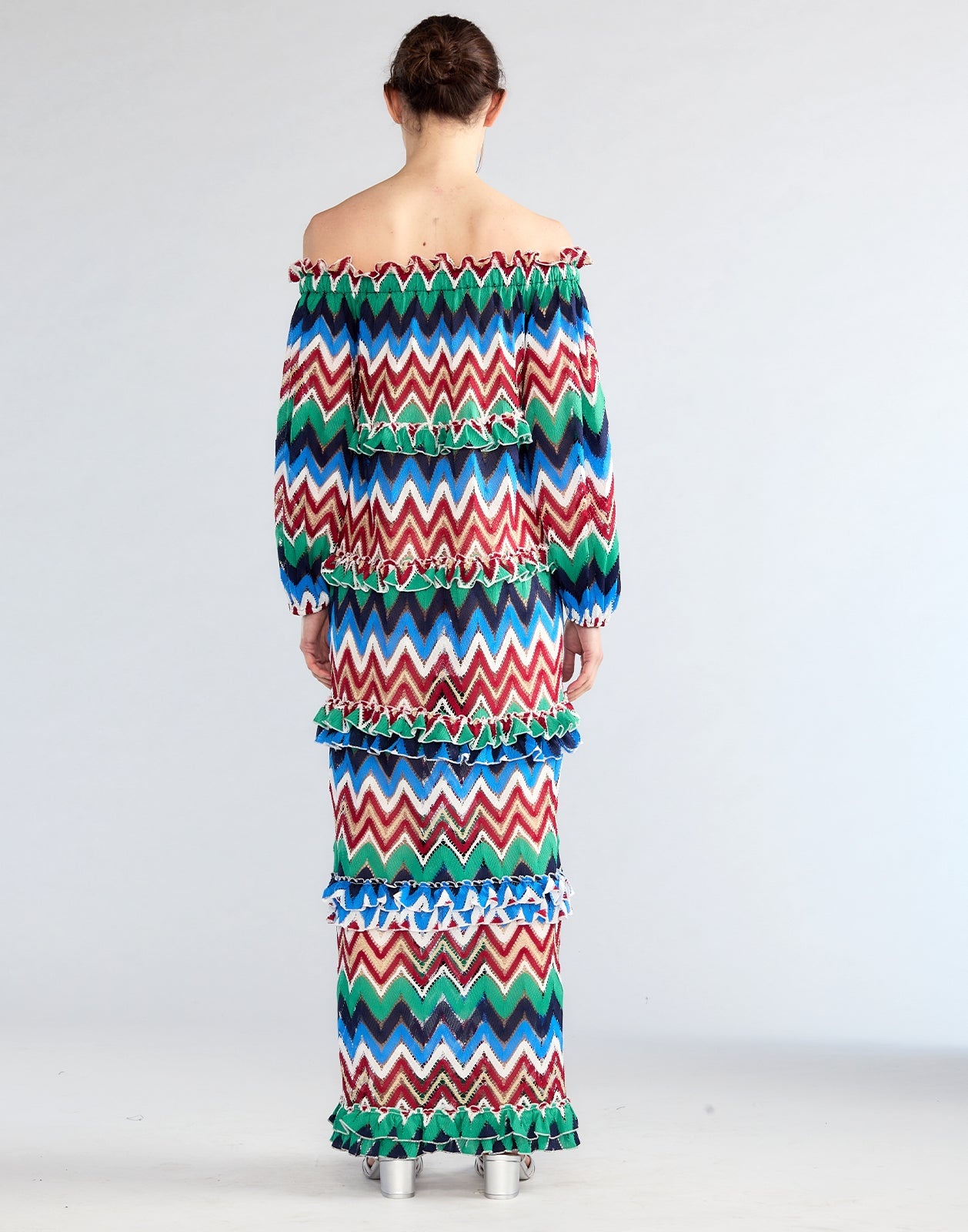 Zigzag Knit Off Shoulder Dress - 6