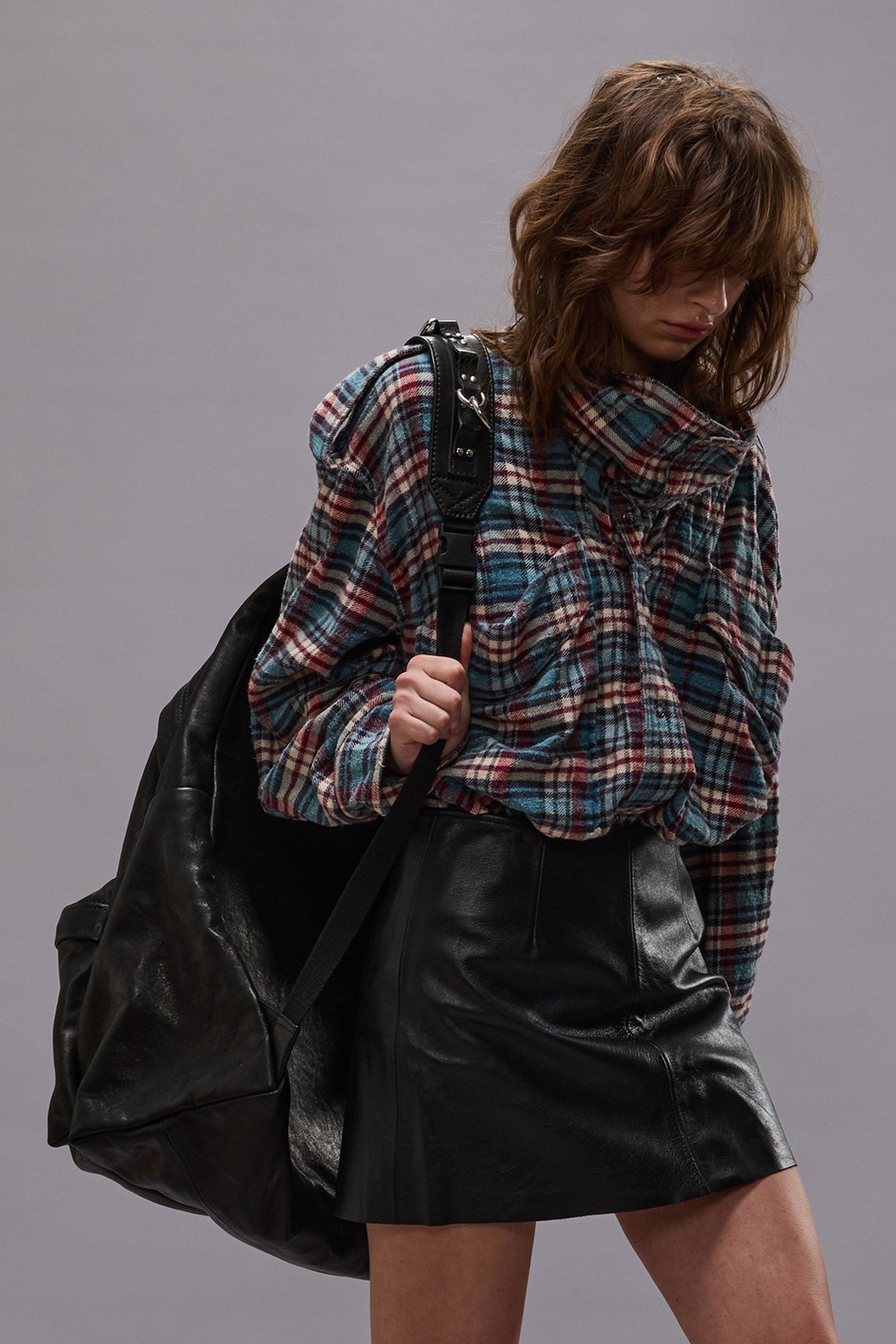HIGH NECK SHIRT - BLUE PLAID - R13 - 2